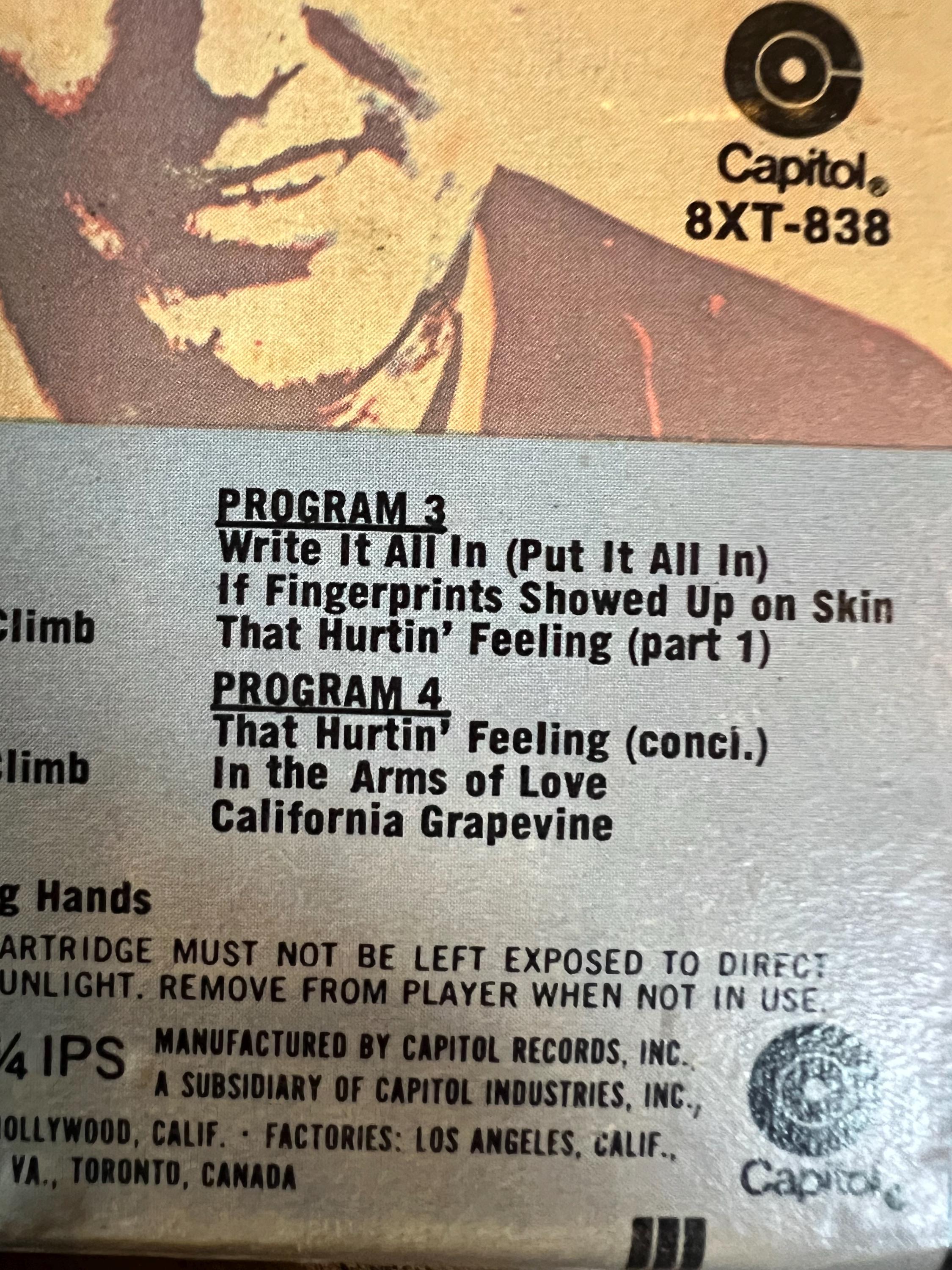 1971 Freddie Hart  “Easy Loving ” Capitol Records 8-Track Tape