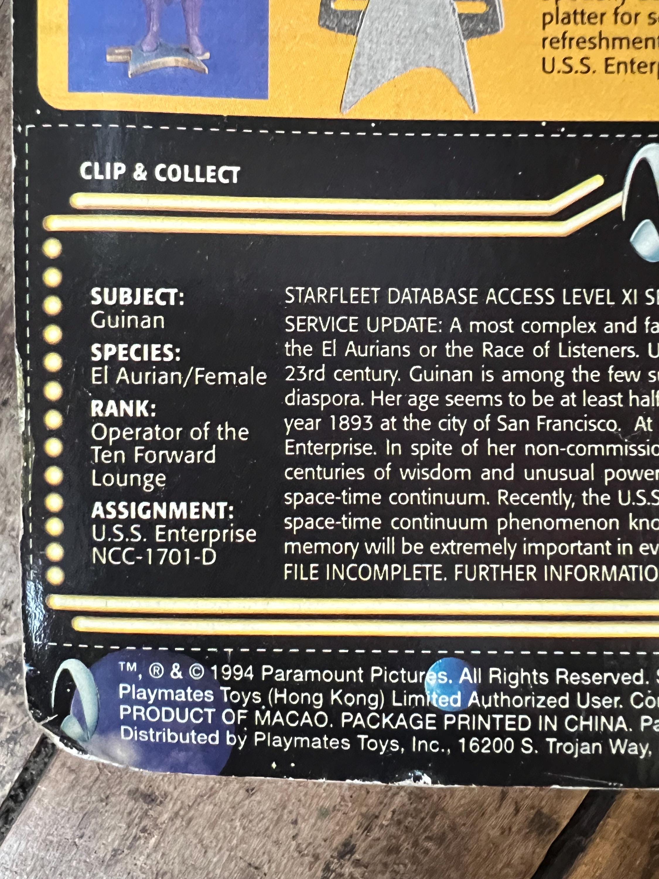 Vintage 1993 Star Trek Generations Guinan Action Figure - Sealed