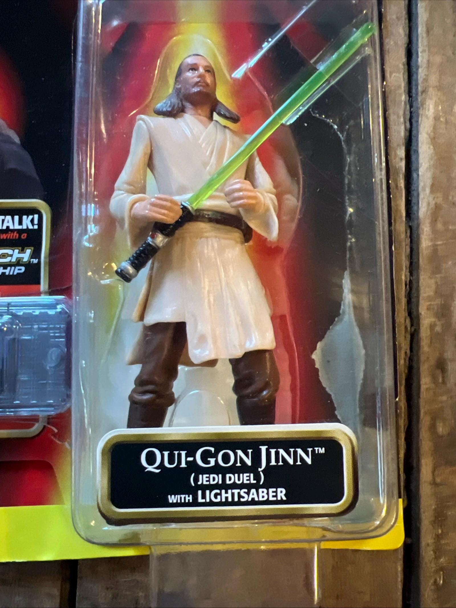 1998 Star Wars Episode 1 Qui-Gon Jinn Action Figure - Commtech Chip - MOC