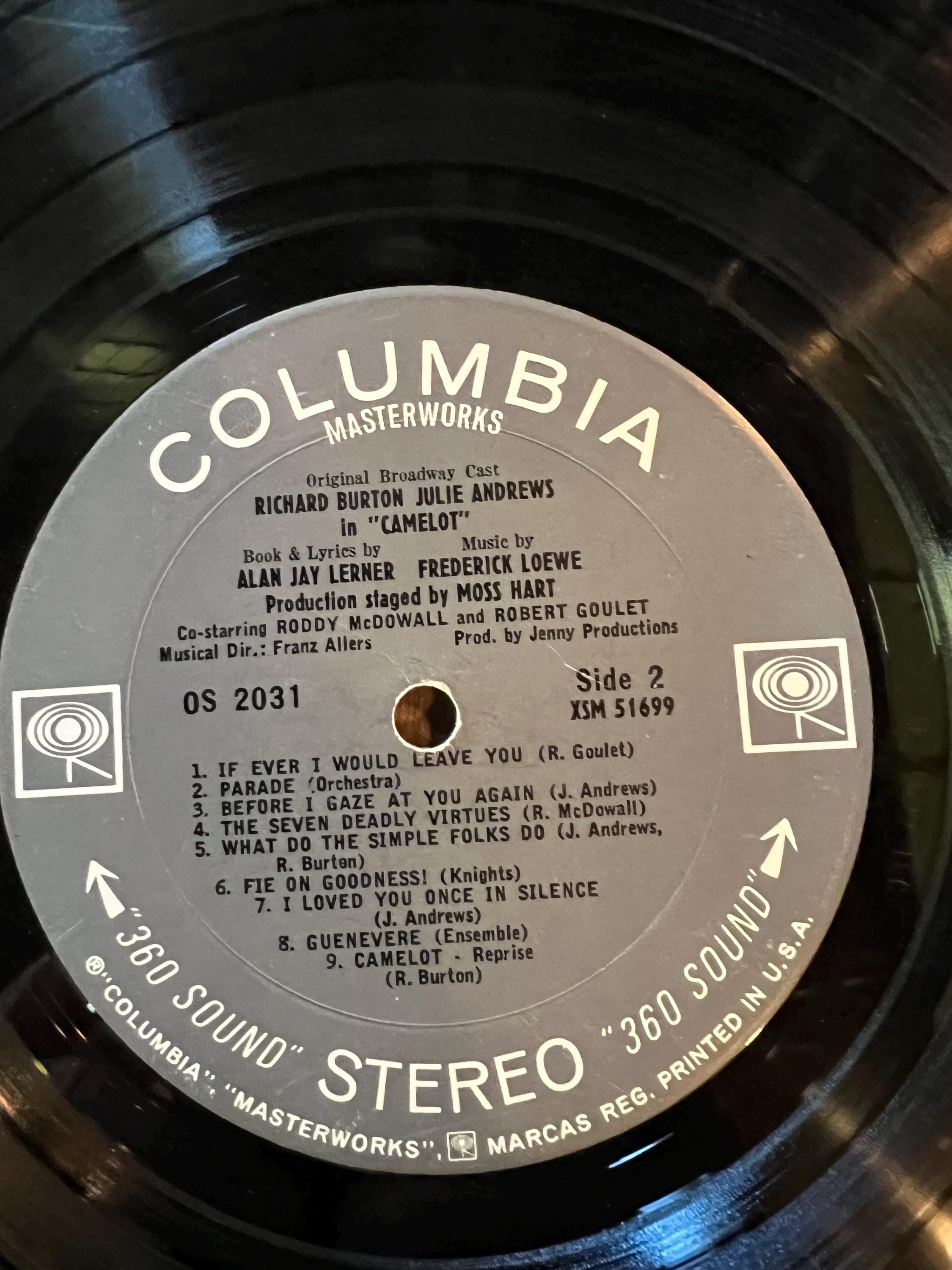 Camelot starring Richard Burton & Julie Andrews LP - 1981 Columbia Retro Vinyl Record