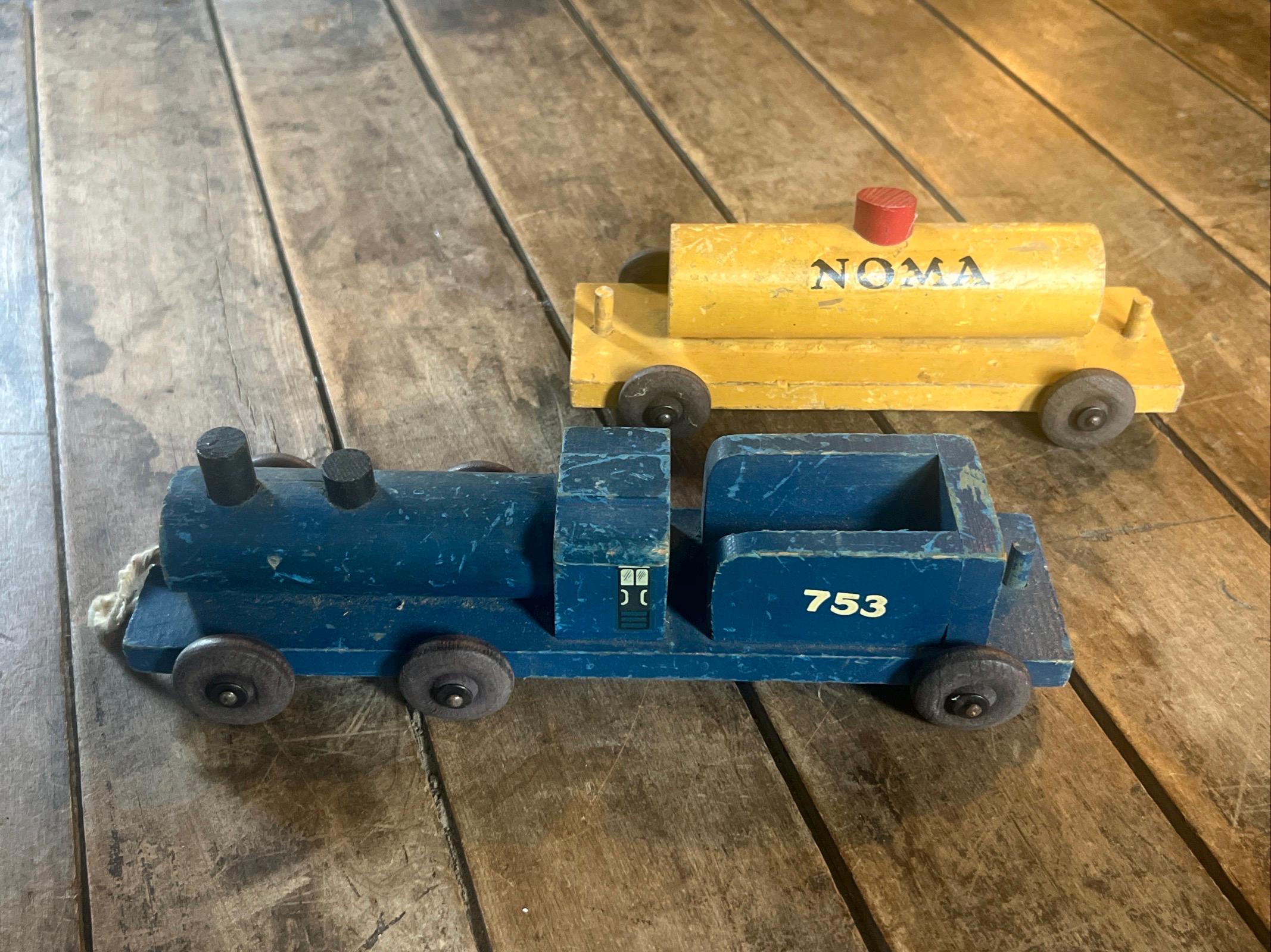 Vintage 1940s NOMA Woodies Wooden Train Set: WWII Era Toy