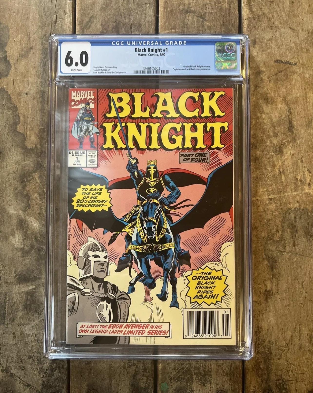 1990 BLACK KNIGHT #1 ( Dane Whitman ) Original - Marvel Comics - CGC Graded 6.0 - Original Black Knight Returns