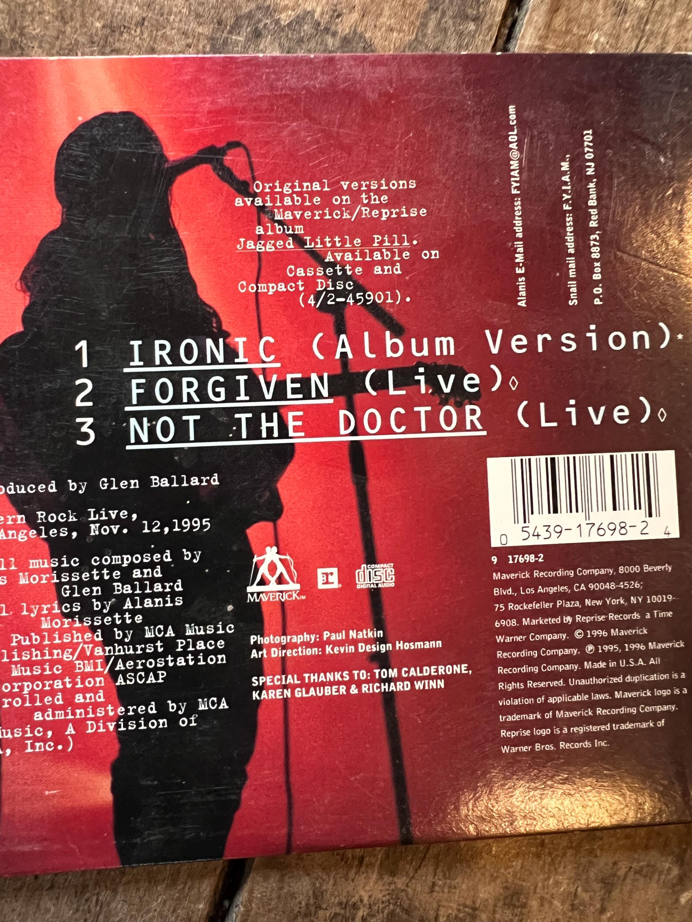 Alanis Morissette “Ironic” CD - 1996 Reprise Records - CD Single Album