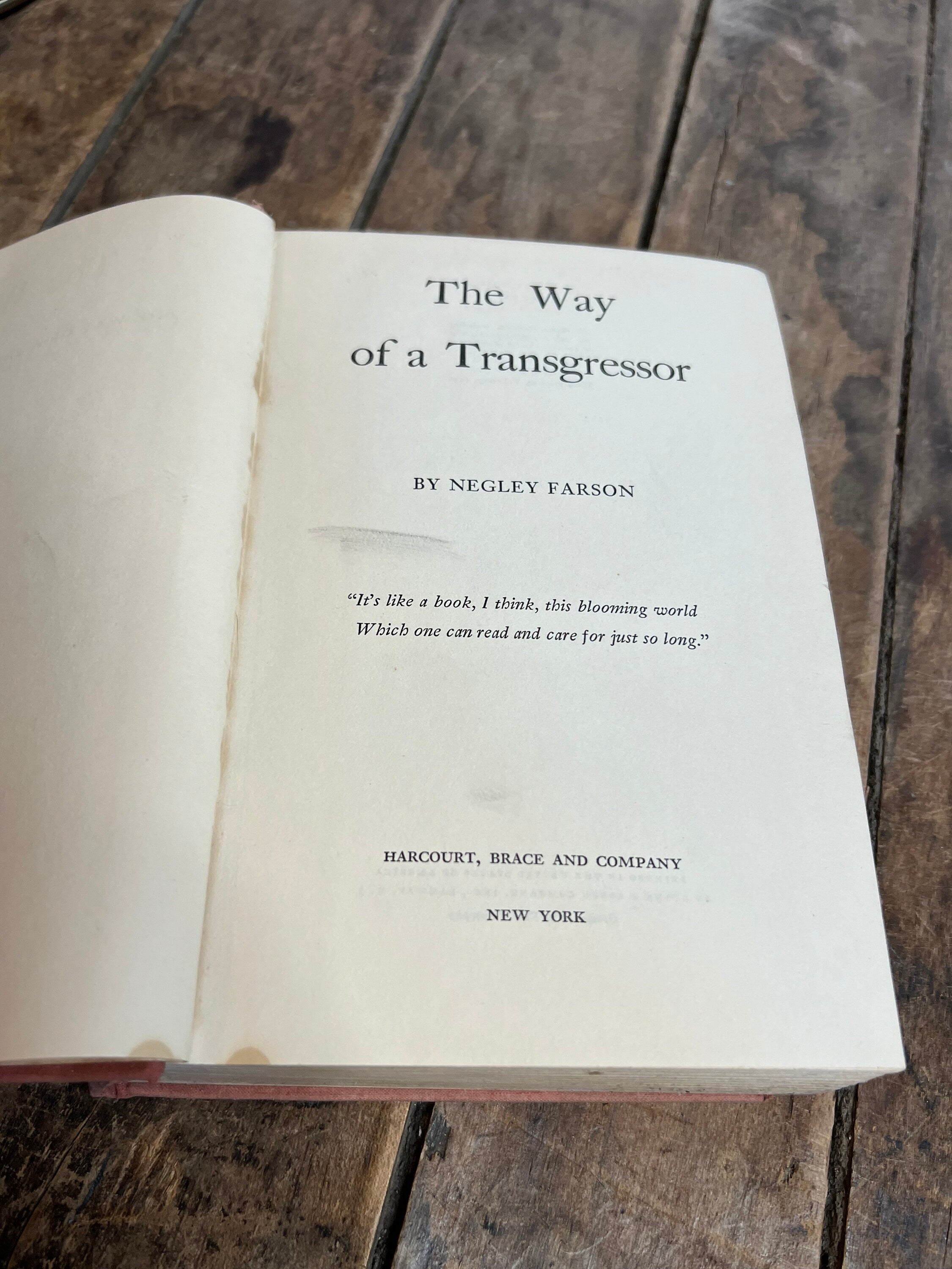 The Way of the Transgressor by Negley Farson, 1936 Hardcover Book