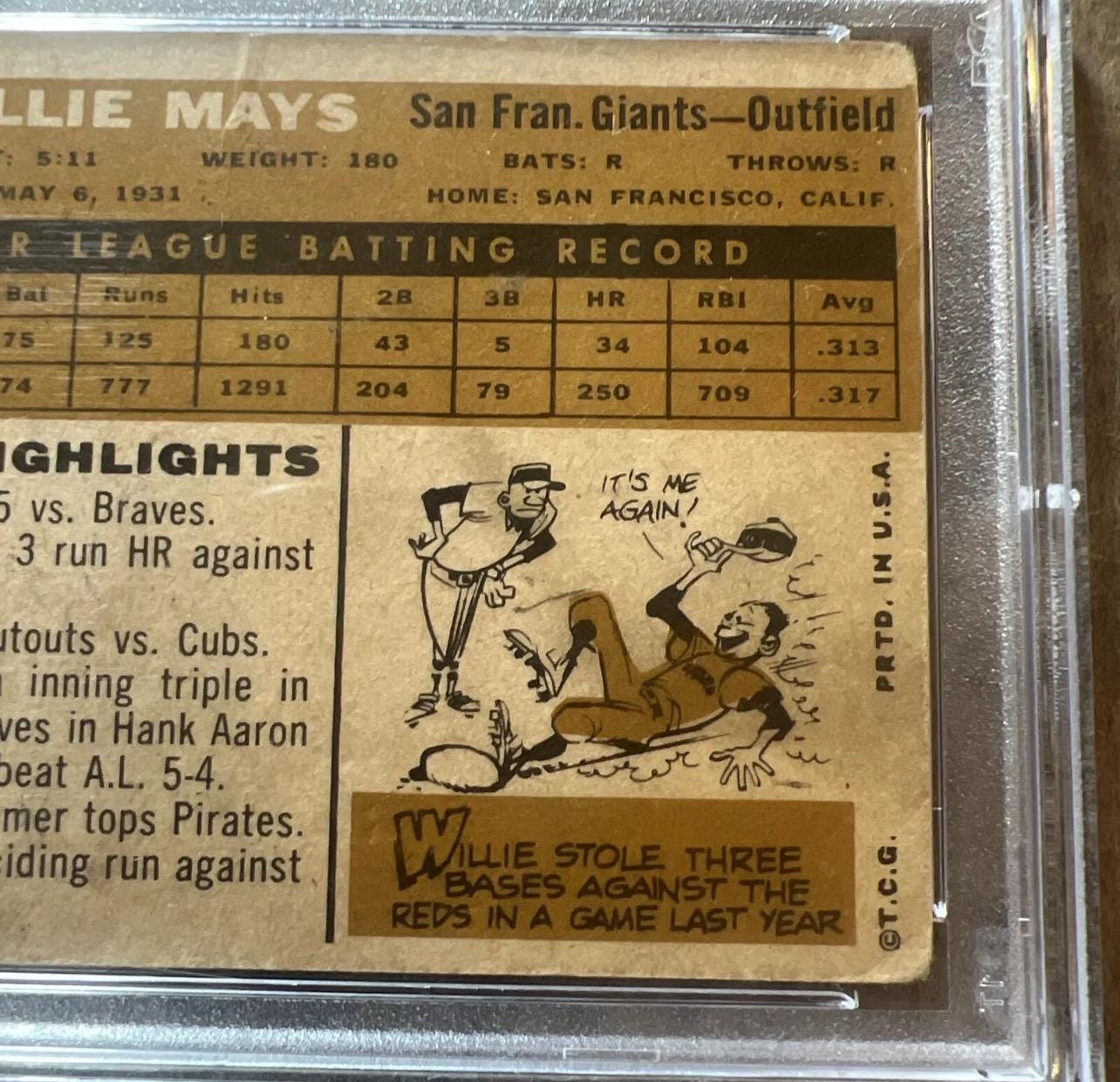 1960 Topps Willie Mays Baseball Card - PSA 1 - San Francisco Giants