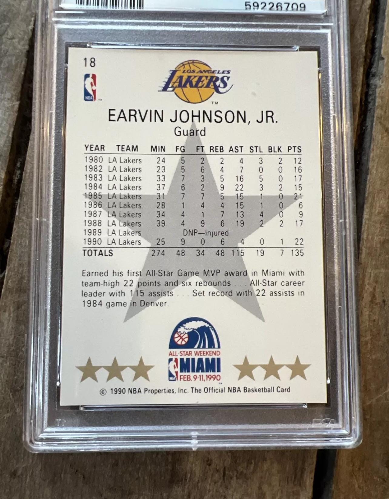 Magic Johnson 1990 All-Star Game Basketball Card - PSA 8