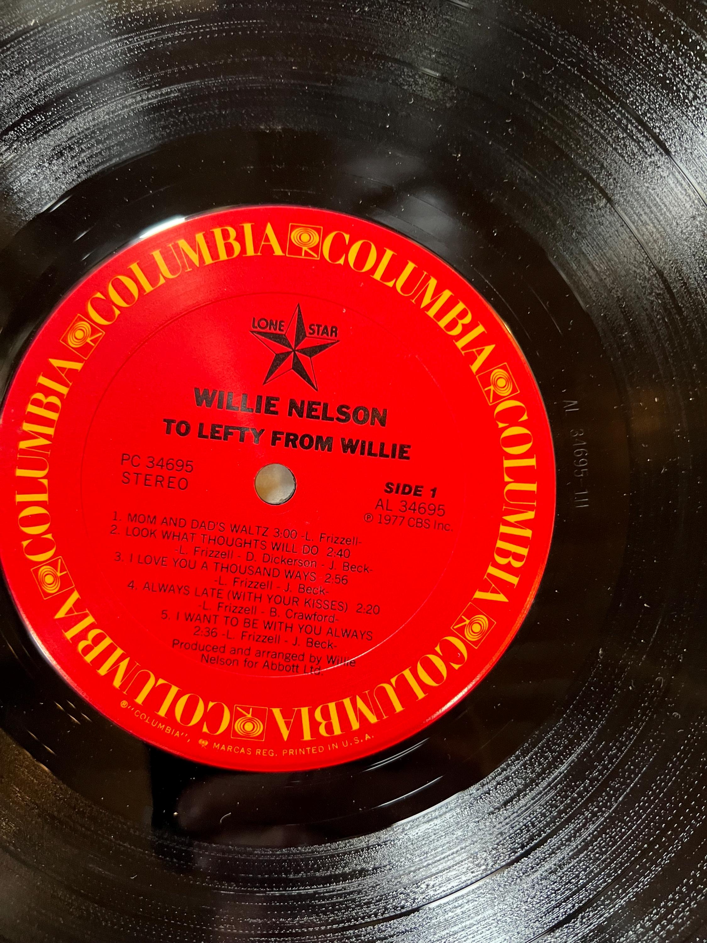Willie Nelson “To Lefty From Willie” - 1977 Columbia Records - LP Vinyl Album