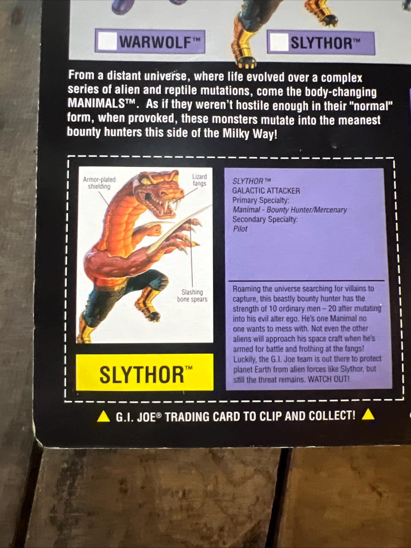 Hasbro GI JOE - MANIMALS Slythor Action Figure - Sealed Original Card Series 1 Special Collector’s Edition