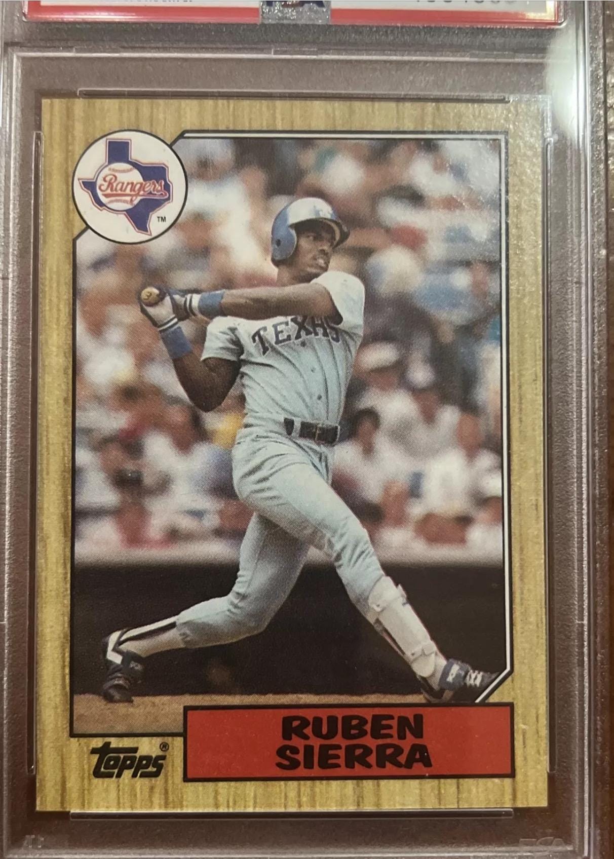 Vintage 1987 Topps Ruben Sierra Rookie Card - Texas Rangers - PSA 8 Graded