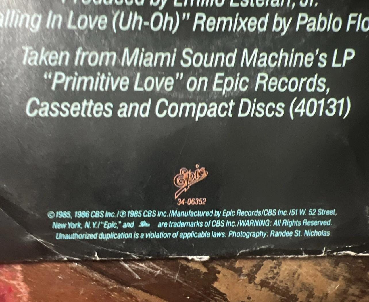 Miami Sound Machine - Falling In Love 45 Record - 1985 Retro Vinyl
