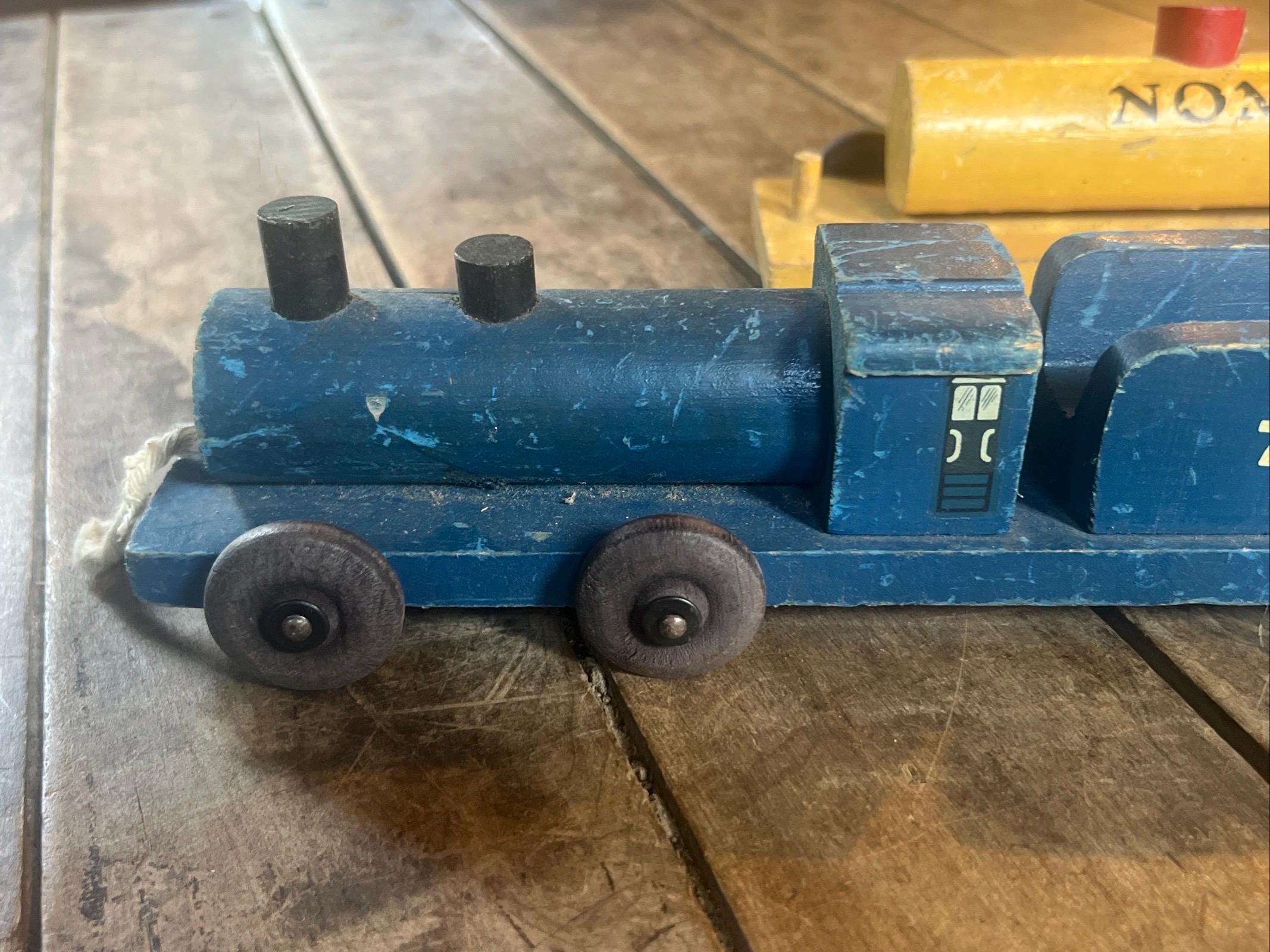 Vintage 1940s NOMA Woodies Wooden Train Set: WWII Era Toy