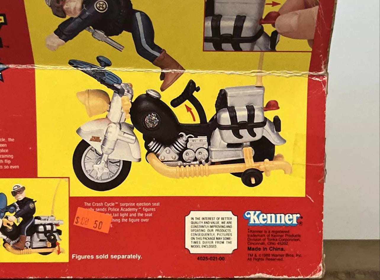 Vintage 1988 Kenner - POLICE ACADEMY Crash Cycle - Action Figure Vehicle - Original Box