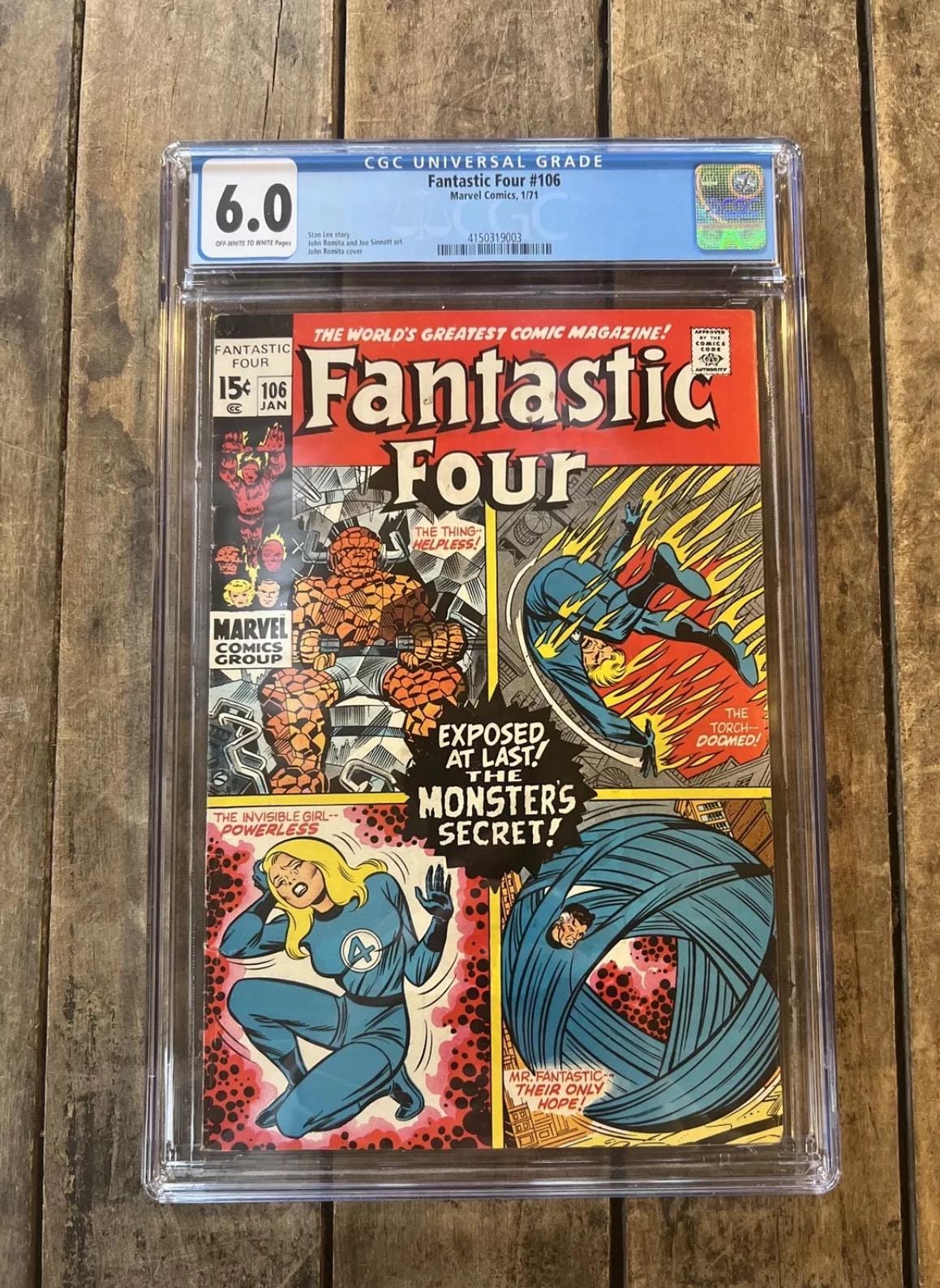 1971 Fantastic Four #106 - John Romita Cover - Marvel Comic - CGC Graded 6.0 - Stan Lee story