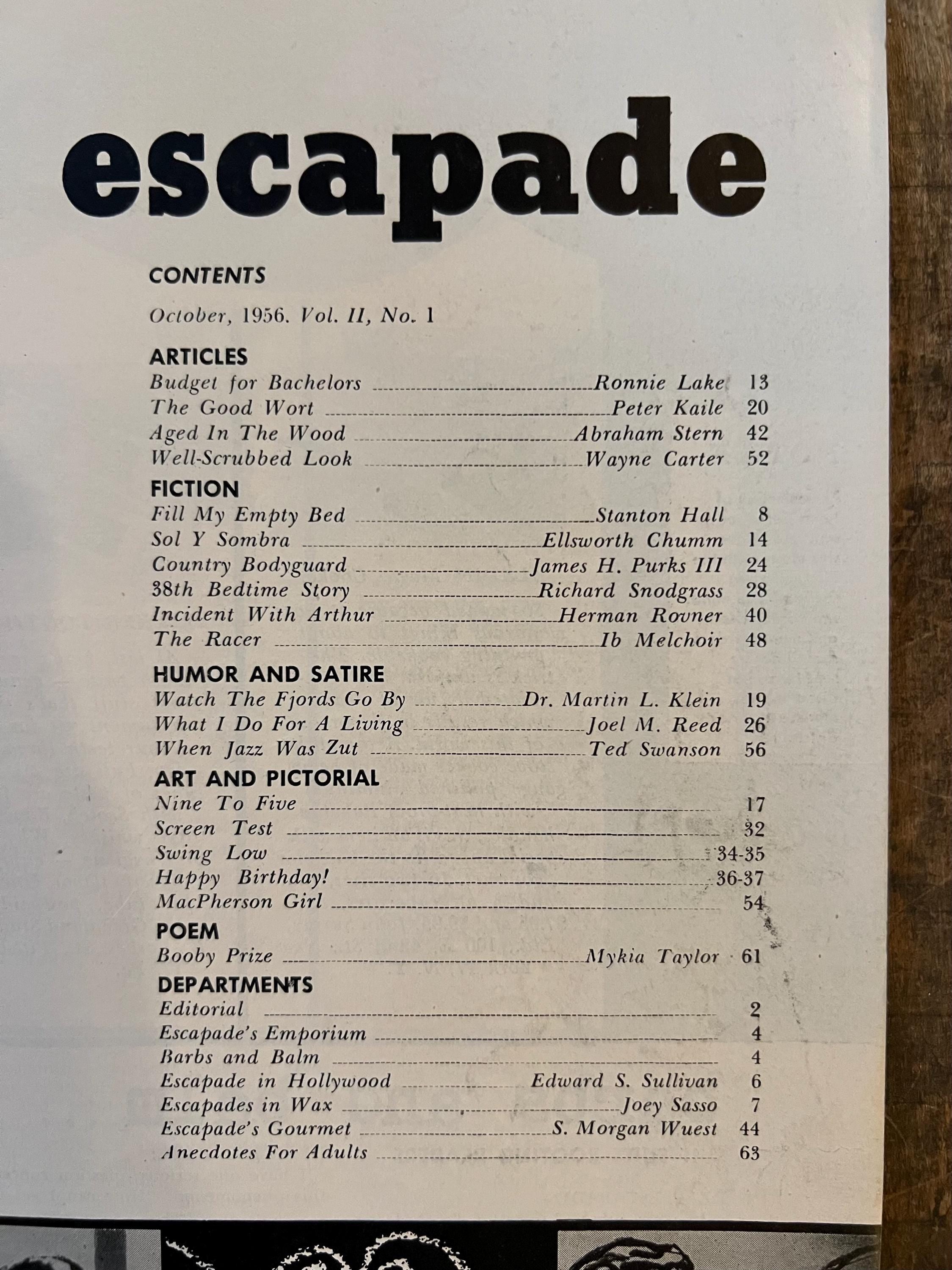 Vintage Escapade Magazine October 1956: Rare Men's Collectible