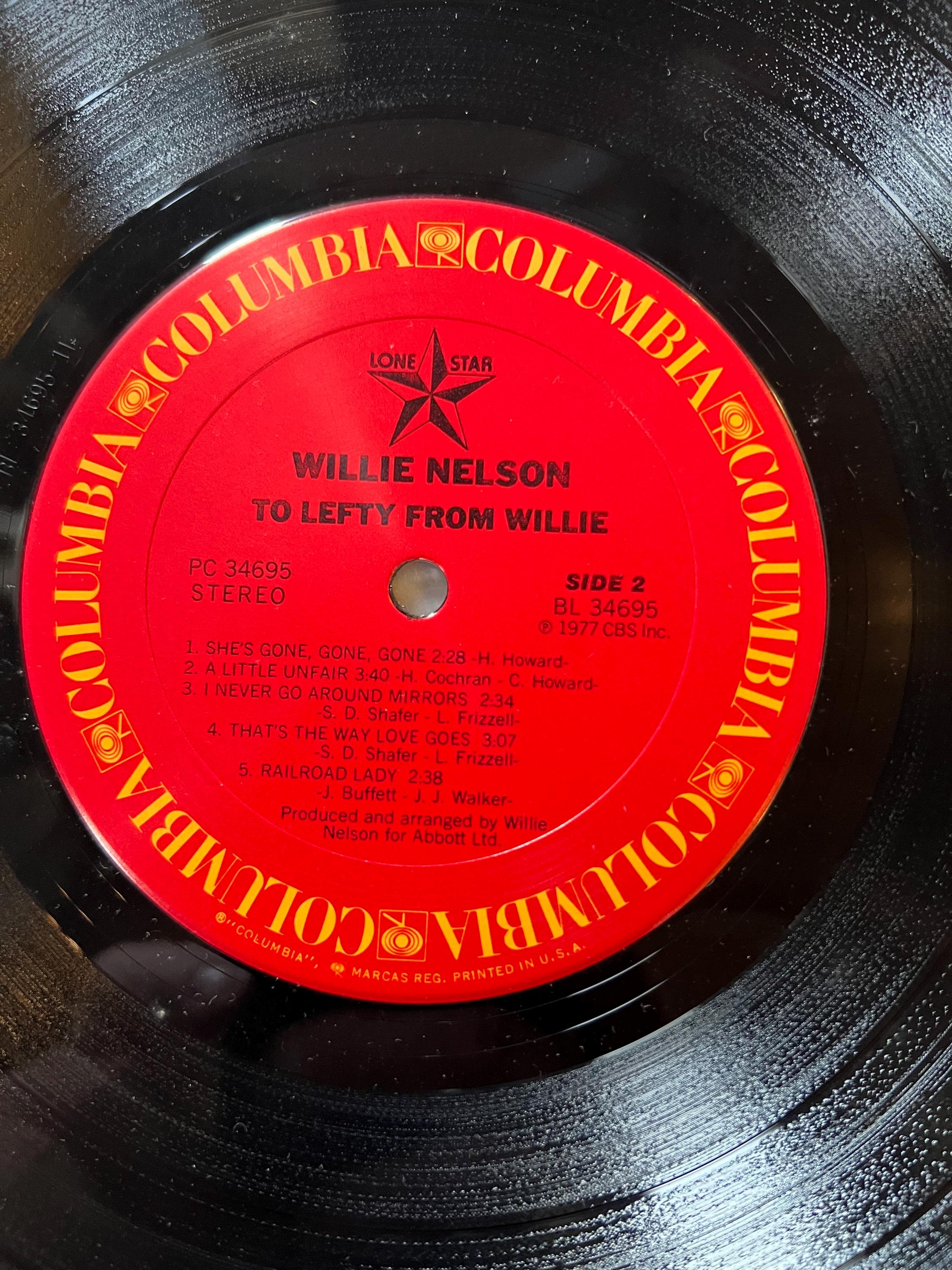 Willie Nelson “To Lefty From Willie” - 1977 Columbia Records - LP Vinyl Album