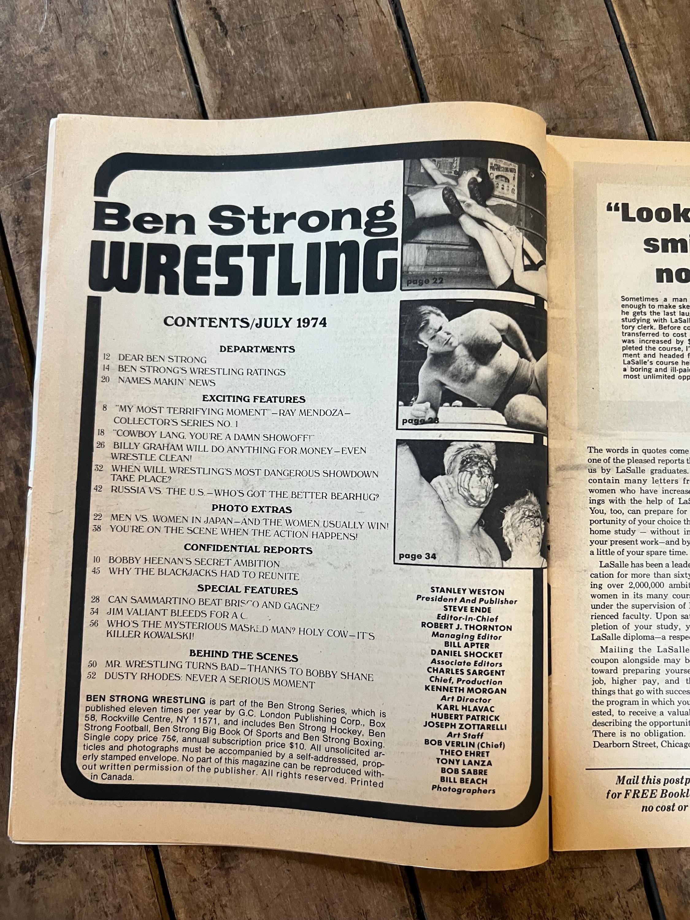 Ben Strong Wrestling Magazine - July 1974 Issue - WWF / WWE - Can Sammartino