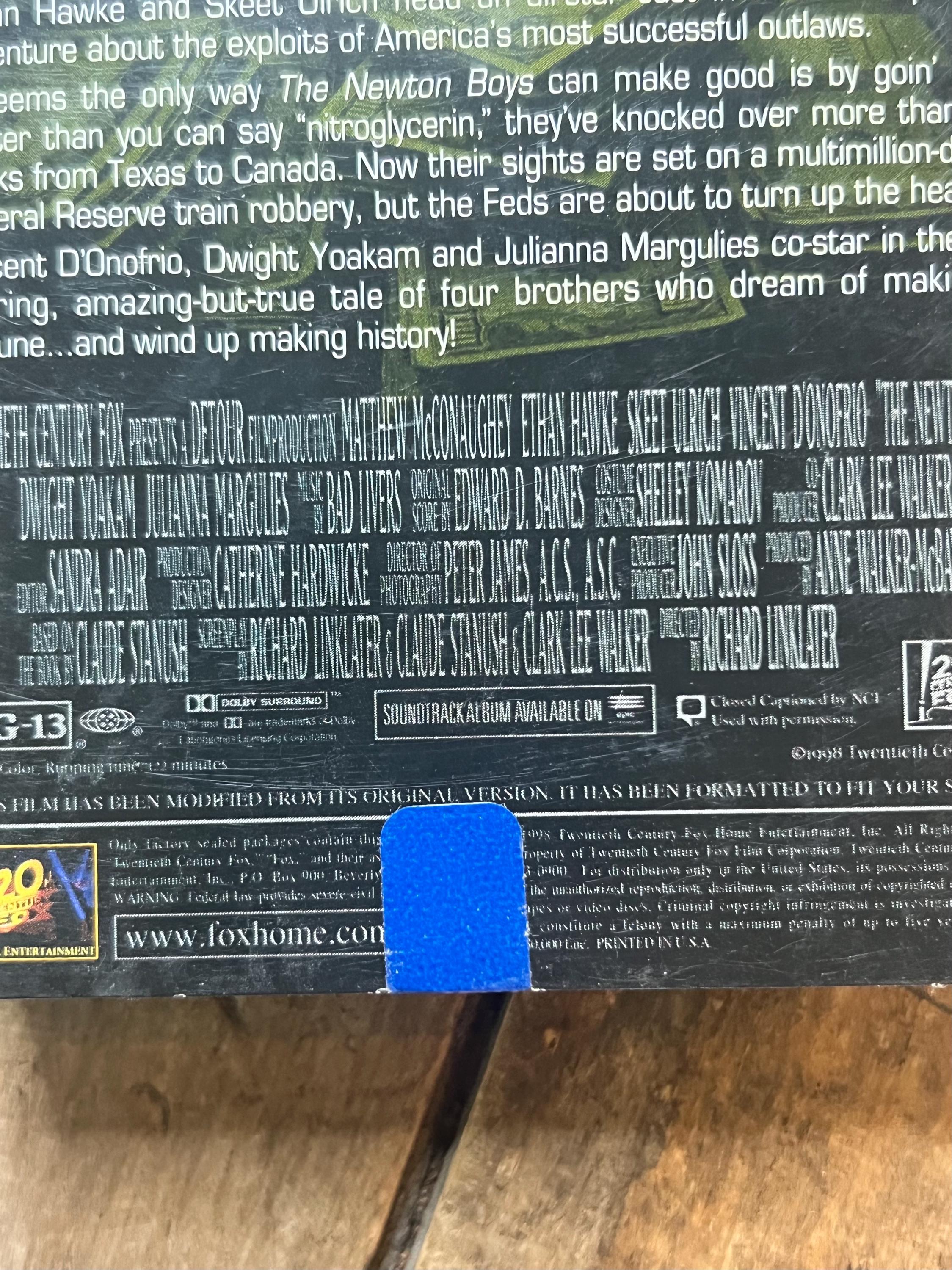NEWTON BOYS - VHS Movie ( 1998 ) - Starring Mathew McConaughey & Ethan Hawke