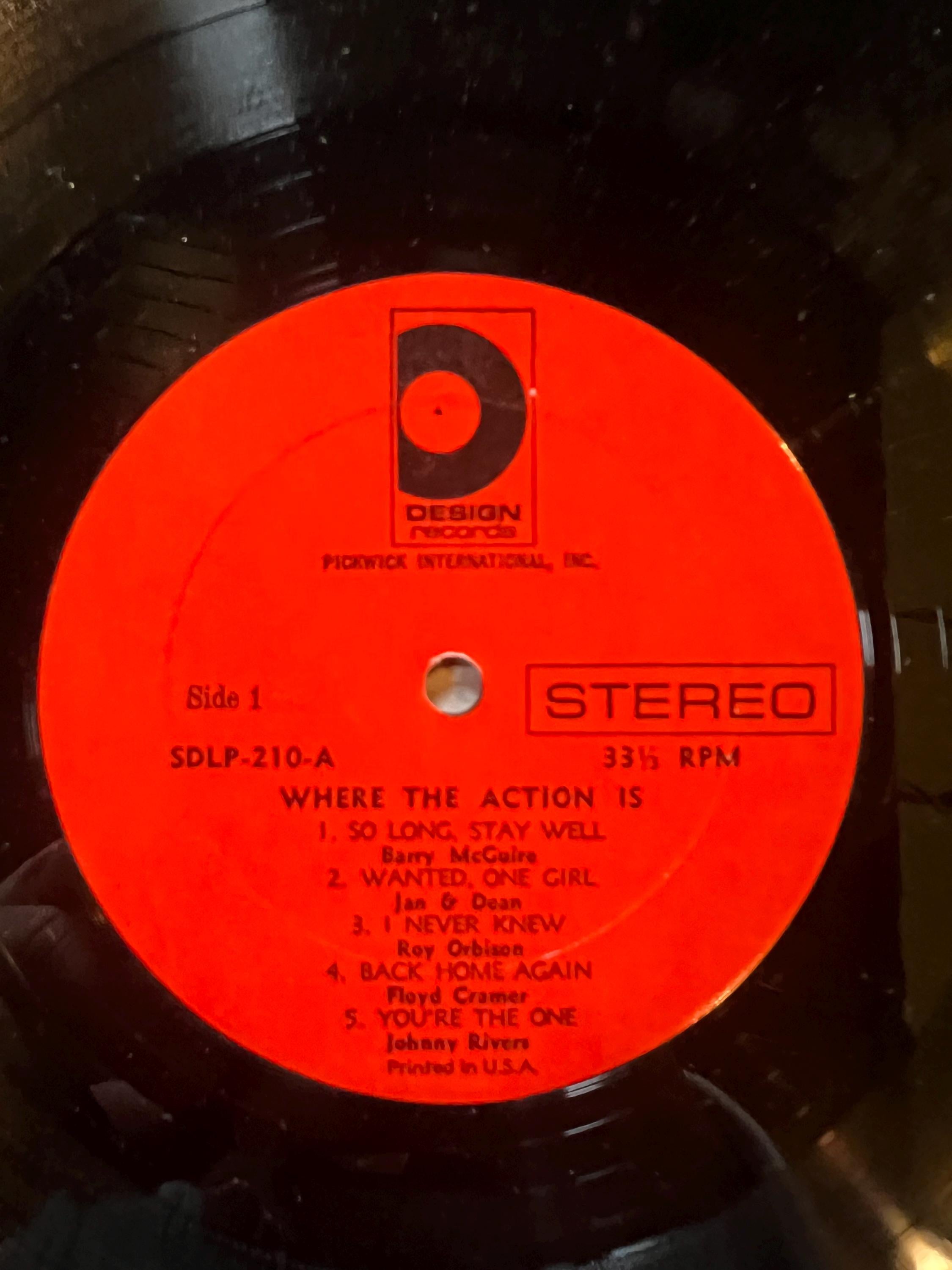 Vintage 1965 'Where The Action Is' Compilation LP - Rock & Roll Oldies