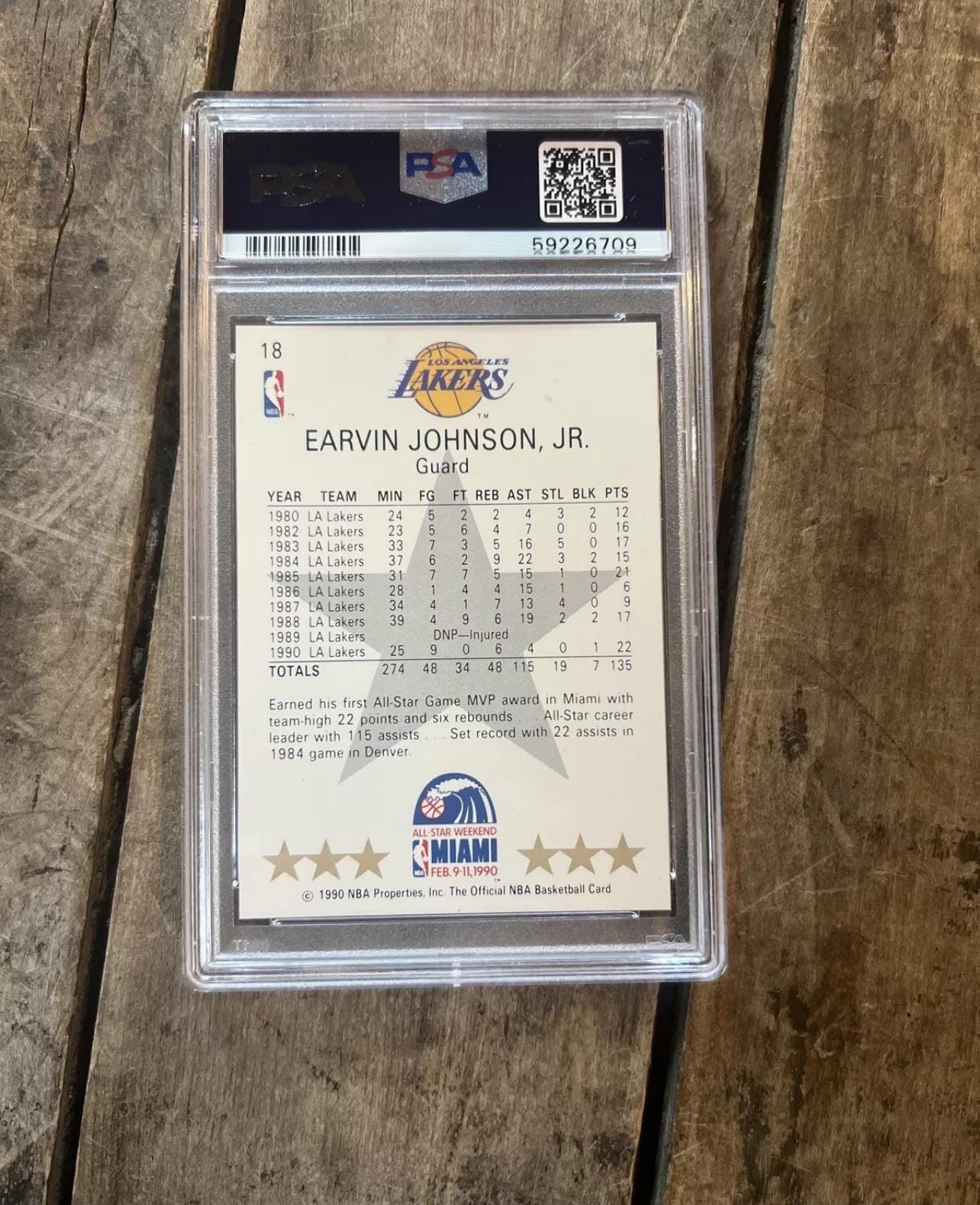 Magic Johnson 1990 All-Star Game Basketball Card - PSA 8