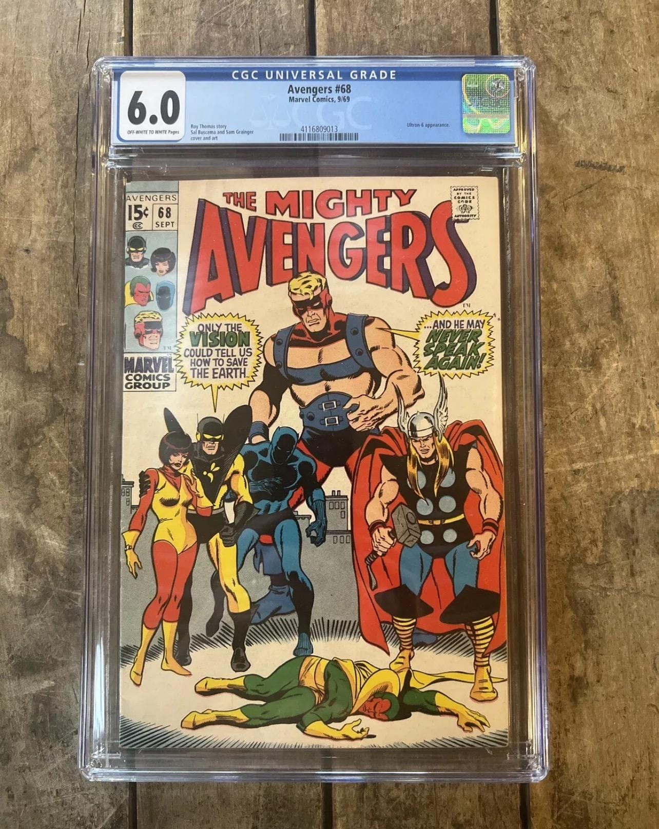 1969 The Mighty AVENGERS #68 - Marvel Comics - 15 Cent Comic - CGC Graded 6.0 - Ultron-6 Appearance