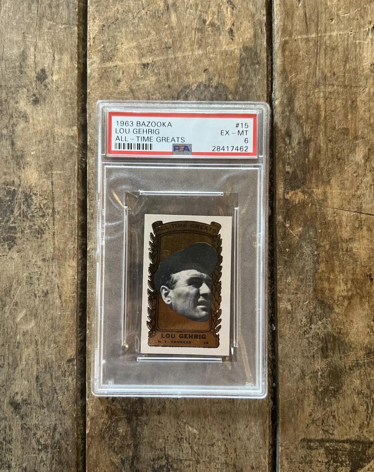 1963 Bazooka Lou Gehrig Baseball Card - All-Time Greats, PSA 6