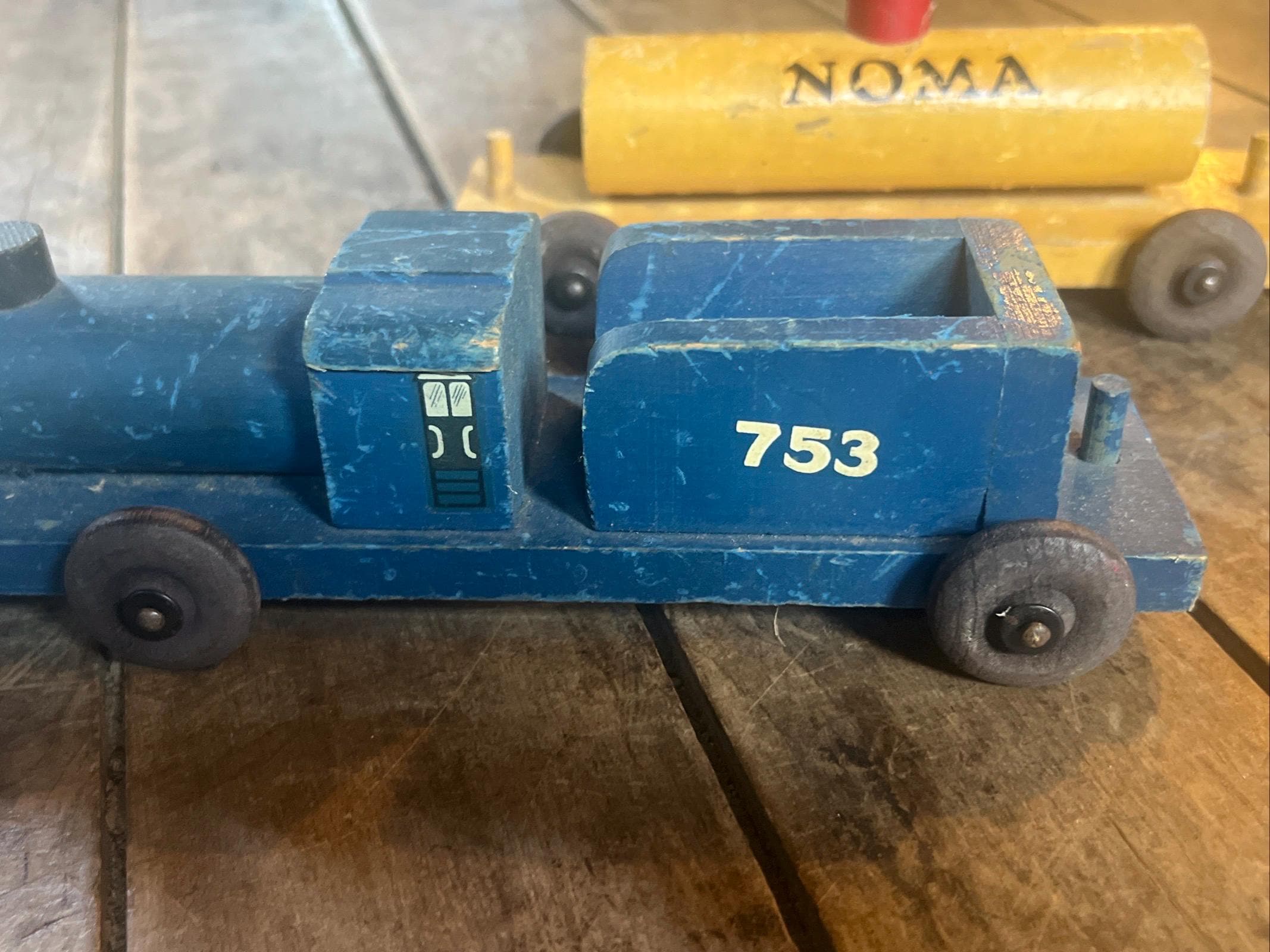 Vintage 1940s NOMA Woodies Wooden Train Set: WWII Era Toy