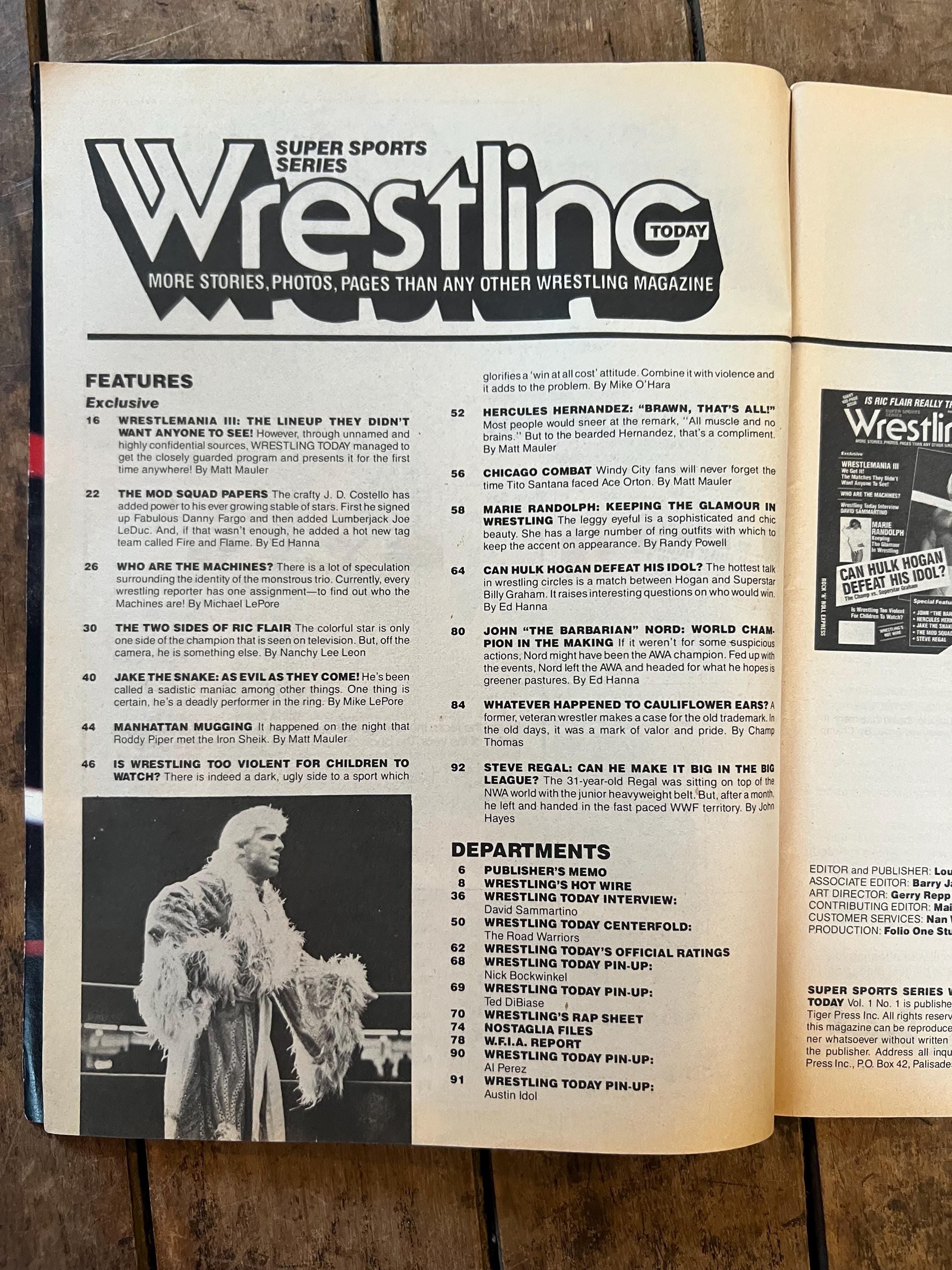 Wrestling Today Magazine - 1987 Premier Issue Volume  #1 - Issue #1 - Hulk Hogan