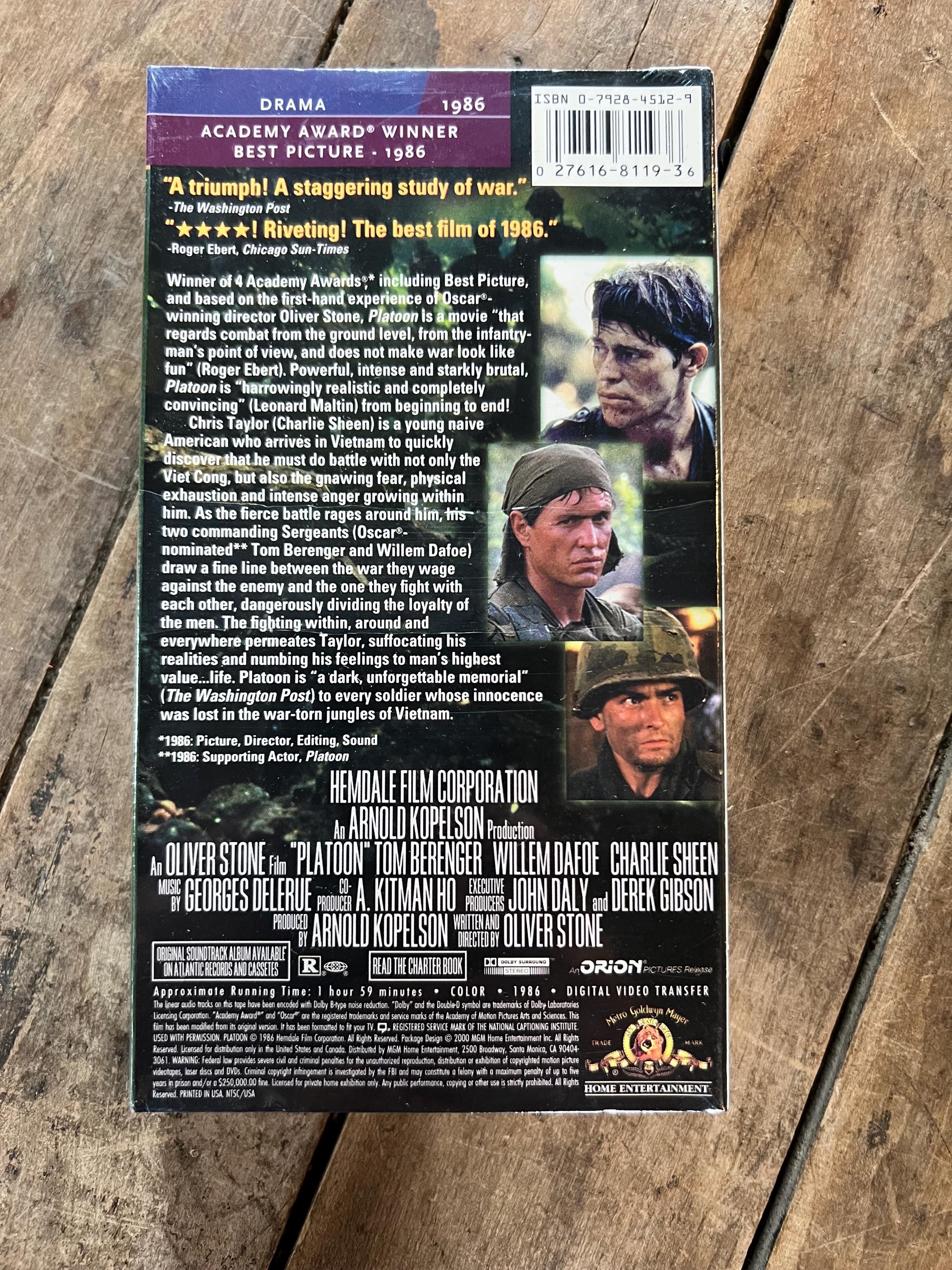Vintage 1986 PLATOON Movie - VHS Movie NOS Sealed - Starring Charlie Sheen - Oliver Stone Film