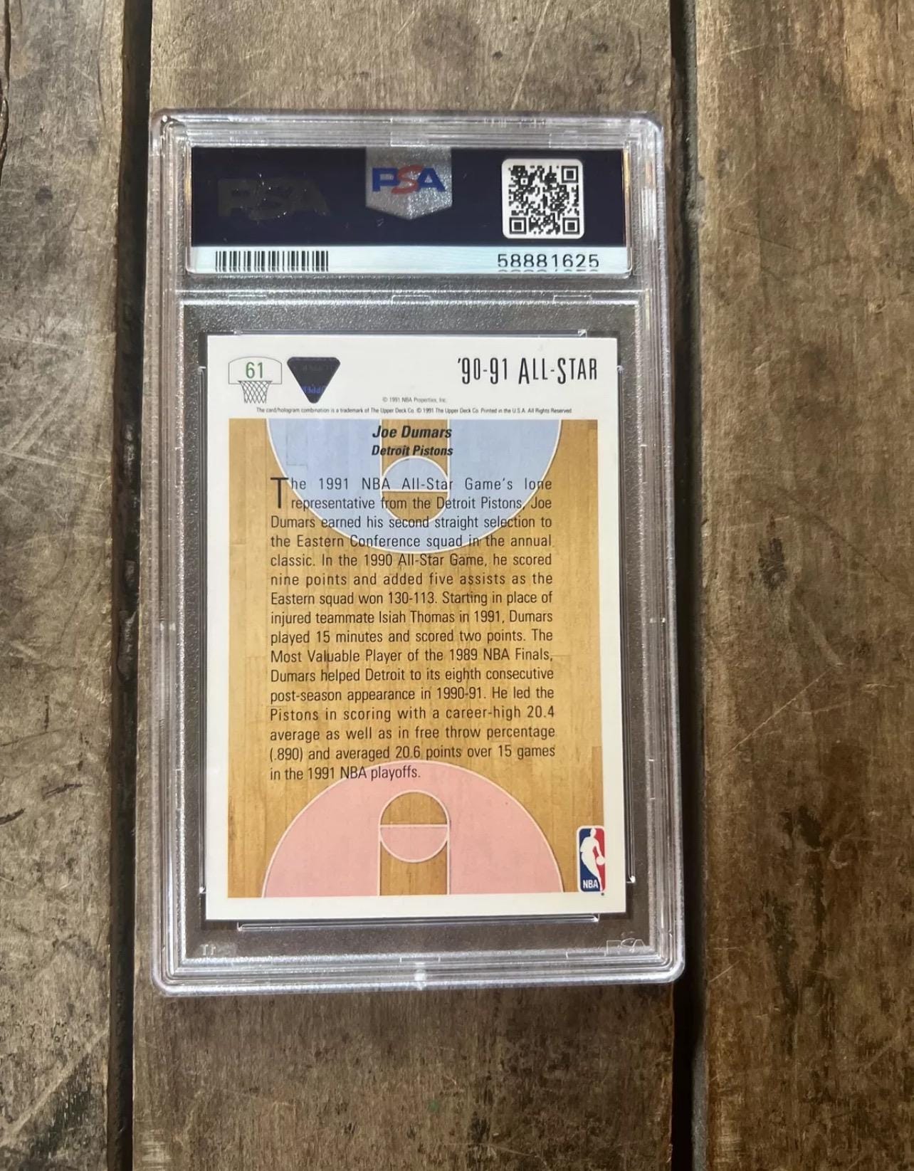 1991 Joe Dumars Upper Deck All-Star Card - PSA 8