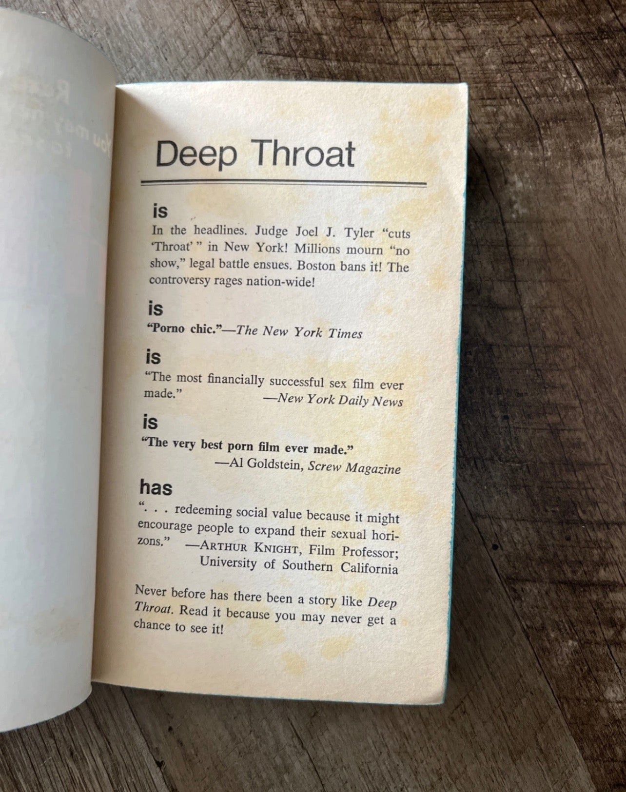 Deep Throat by D.M. Perkins - Erotica Sleaze Paperback - Dell Books 1973