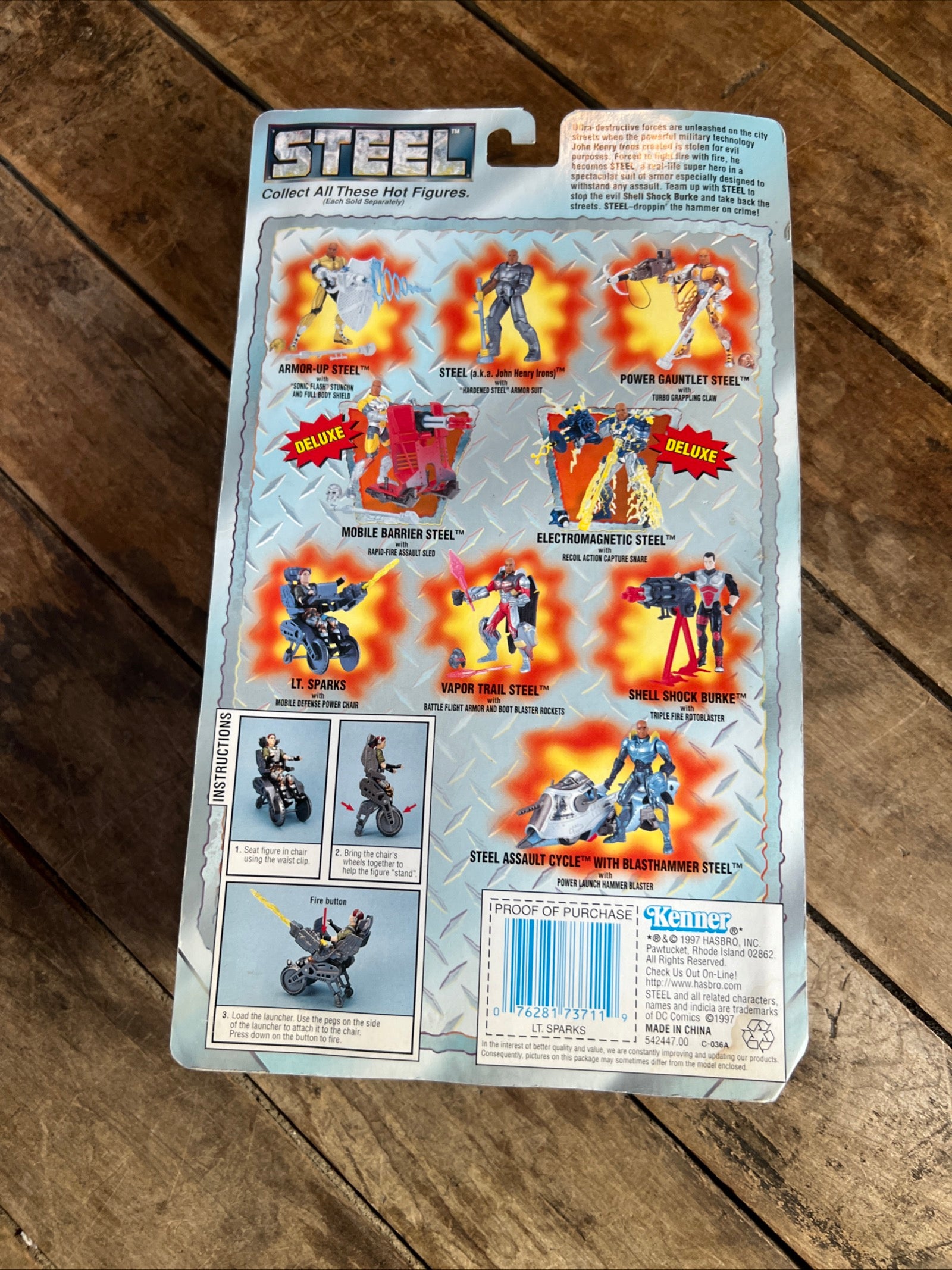 1997 Kenner - STEEL - LT Sparks Action Figure - MOC Sealed Original Card
