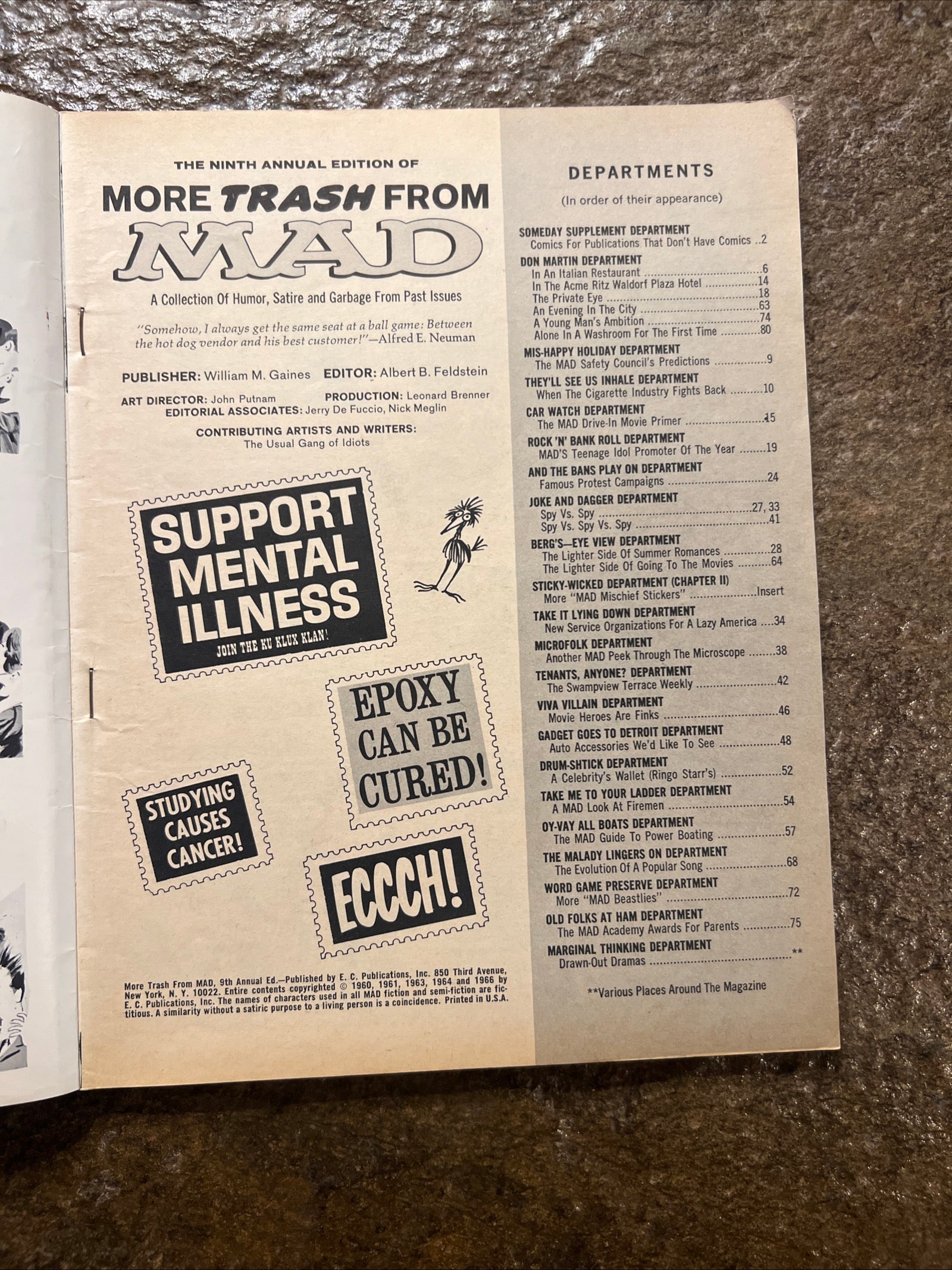 MAD Magazine - 1966 The Ninth Annual Edition Of More Trash From Mad
