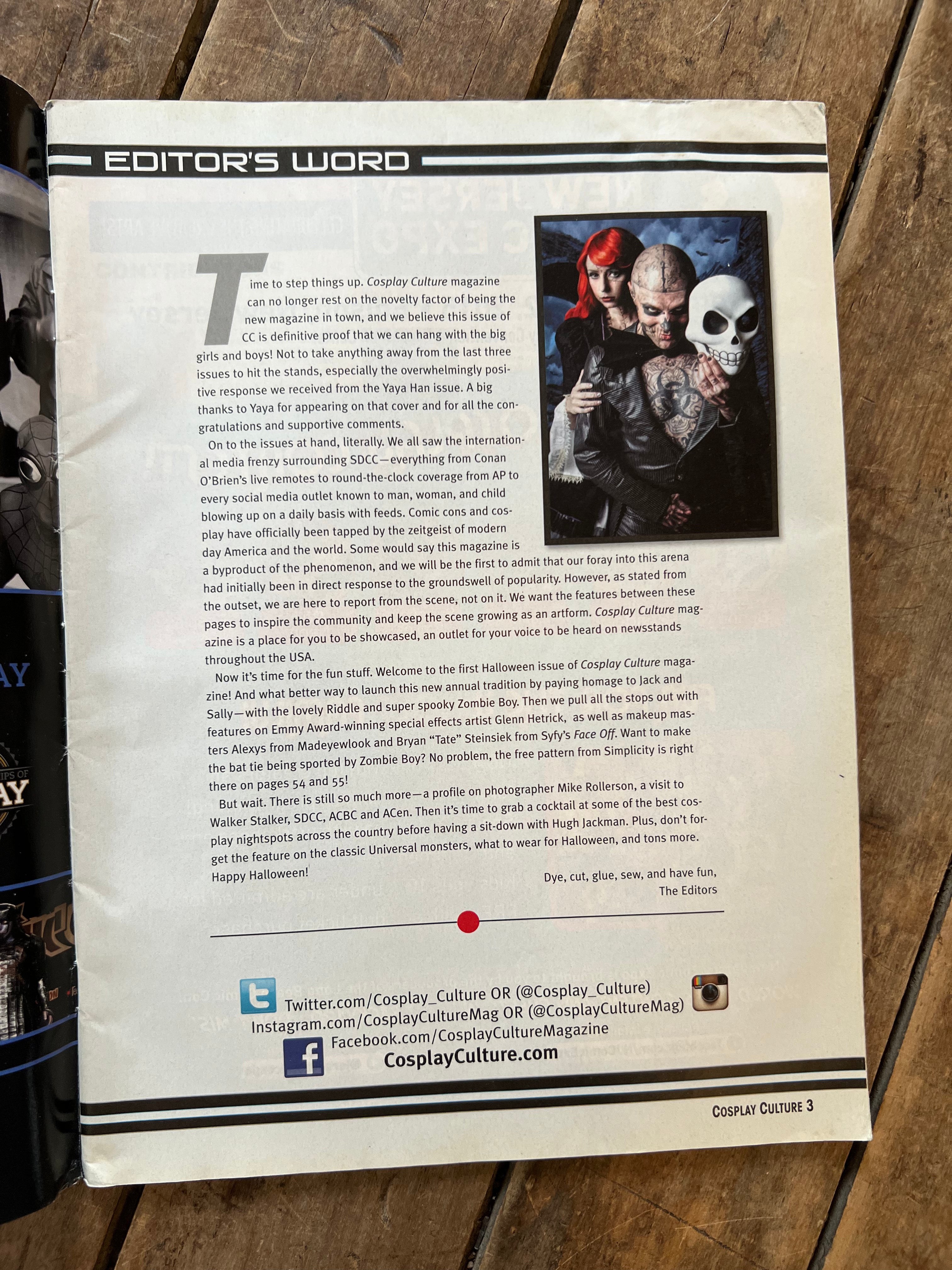 COSPLAY Culture Magazine - Halloween 2015 Issue - Riddle And Zombie Boy Cover