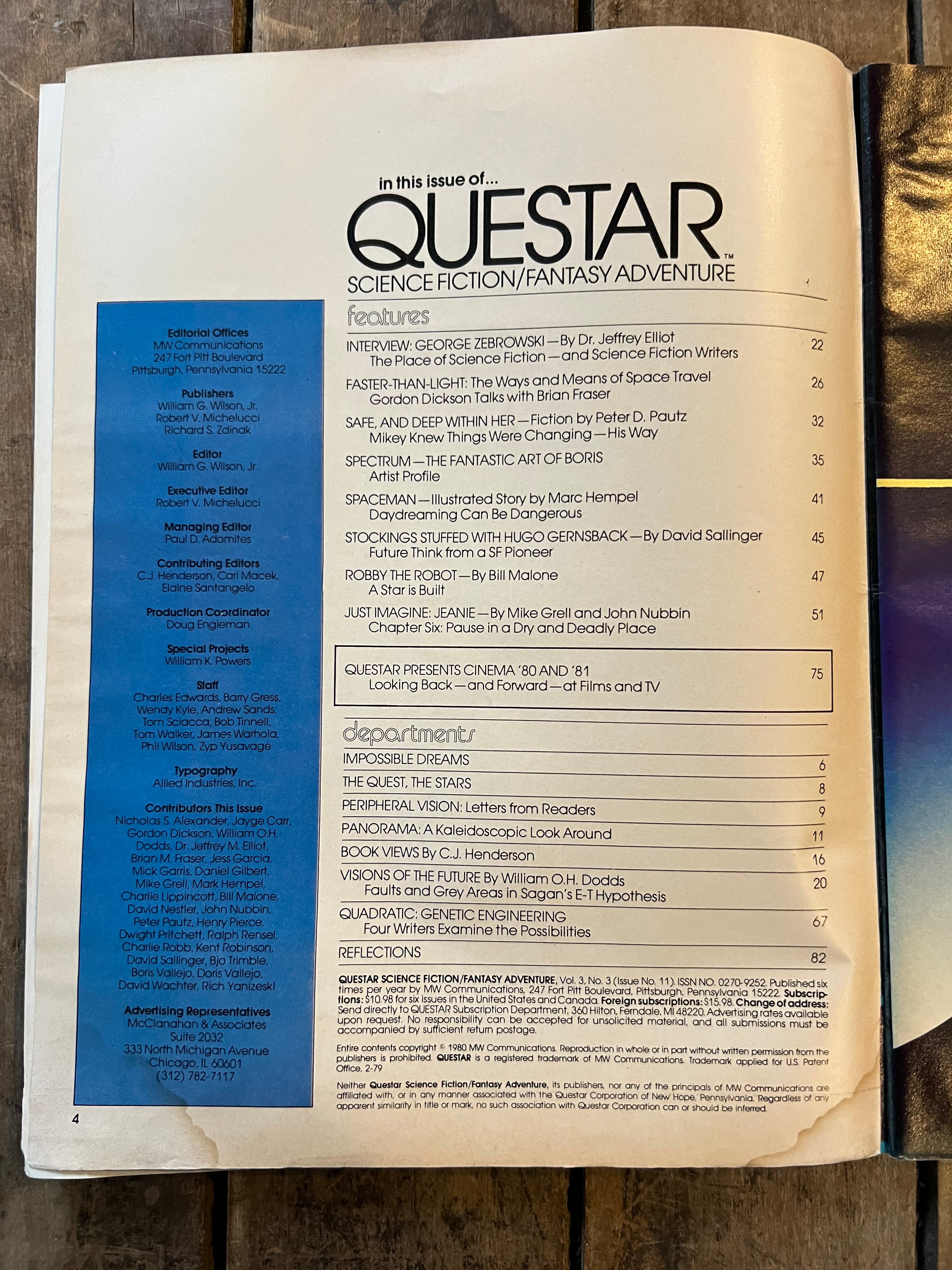 QUESTAR Magazine - February 1980 Issue - SCI-Fi & Fantasy Adventure Magazine