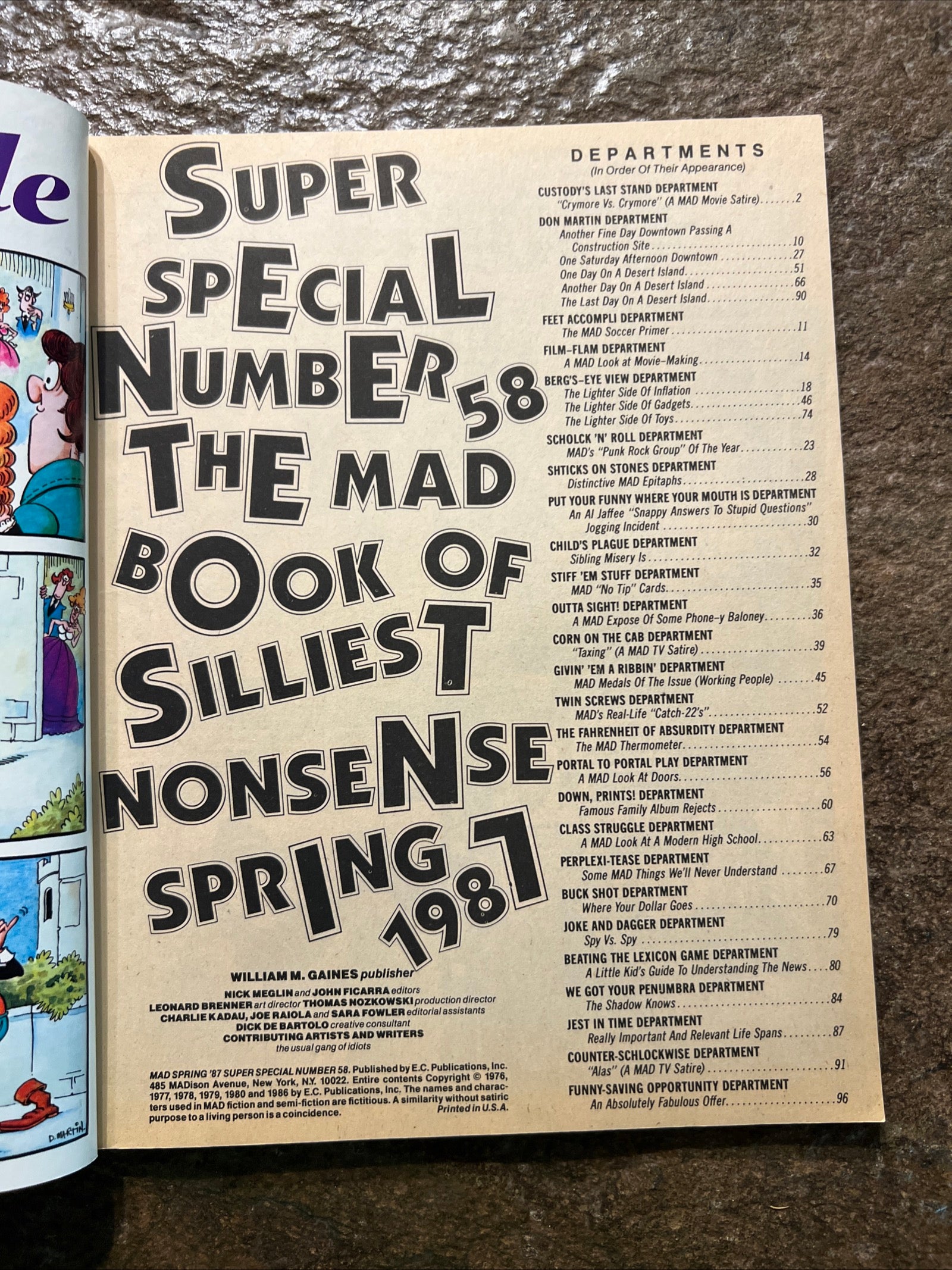 MAD Magazine - Super Special Spring 1987 Number 58 - MAD Book of Silliest Nonsense