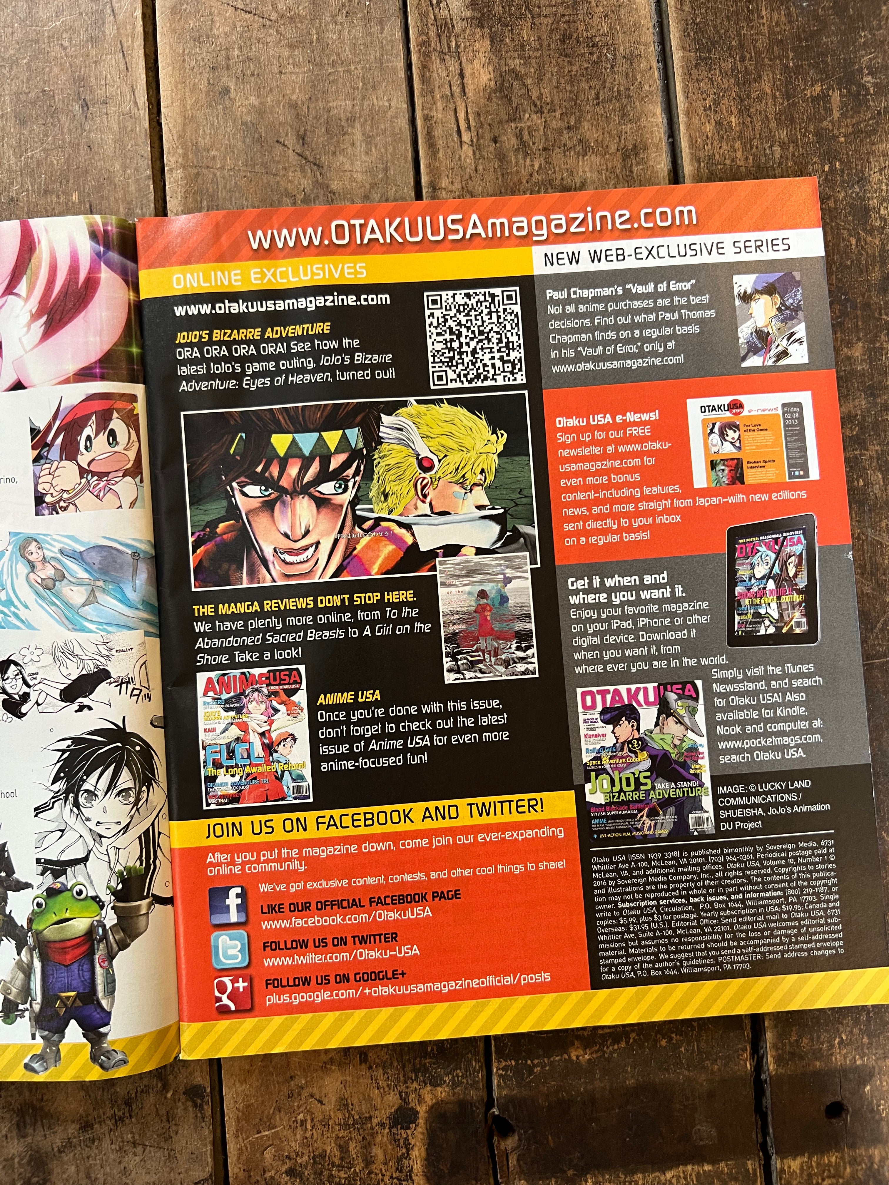 OTAKU USA Magazine - October 2016 - JOJO’s BIZARRE ADVENTURE - Anime - Manga