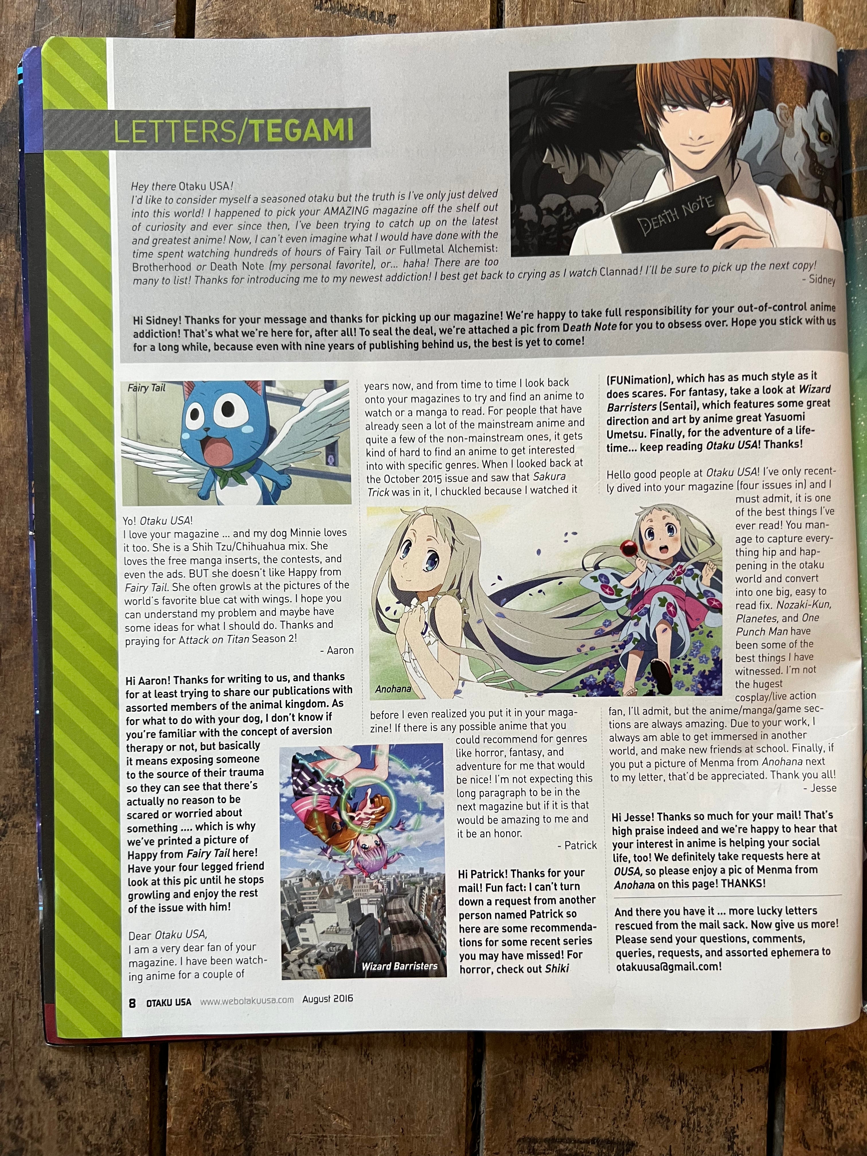 OTAKU USA Magazine August 2016 - PSYCHO PASS - Anime - Manga - Cosplay