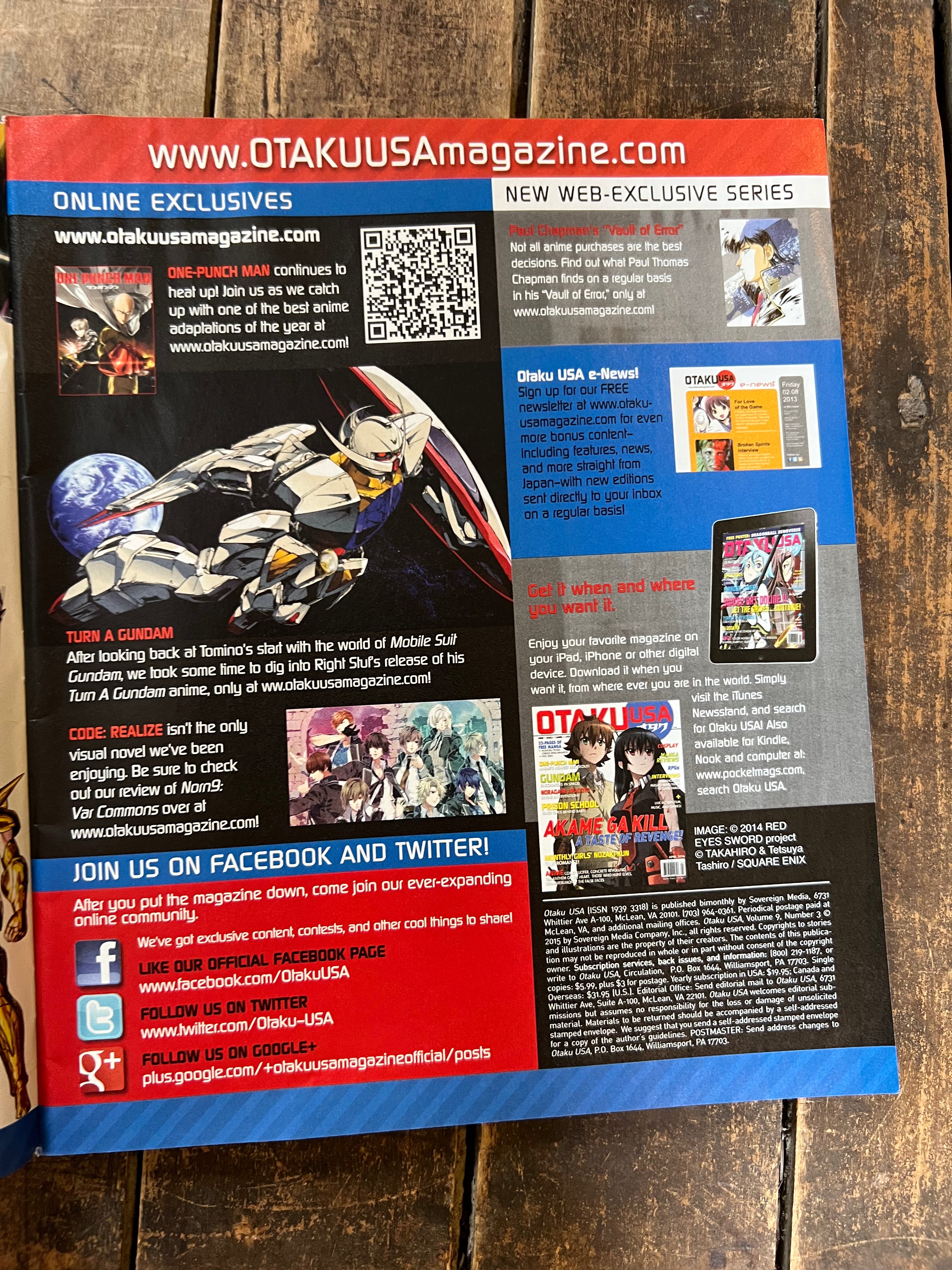 OTAKU USA Magazine - April 2016 - AKAME GA KILL - Anime - Manga - Cosplay