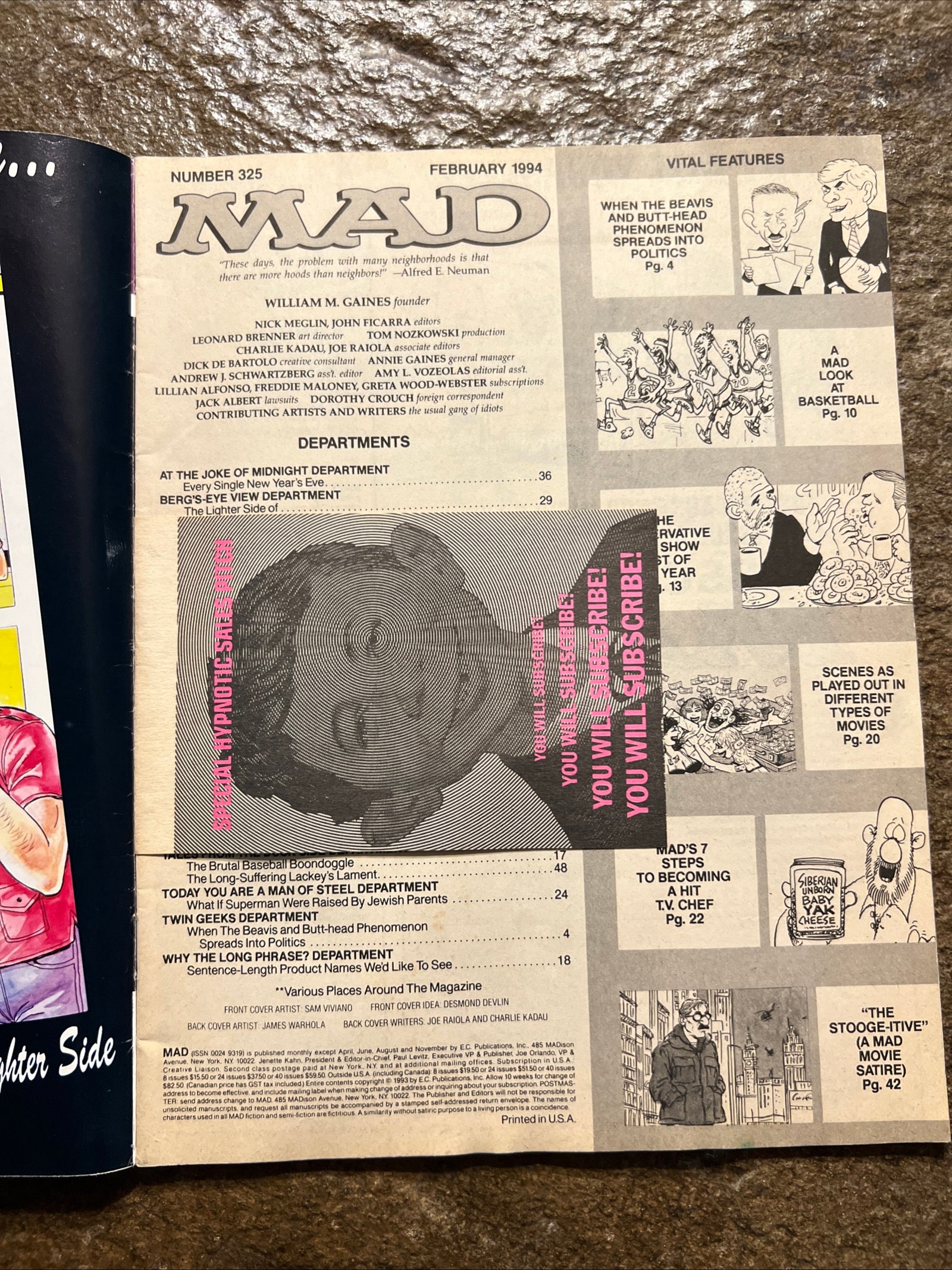 MAD Magazine - February 1994 - Beavis and Butt-Head / Clinton & Gore Parody