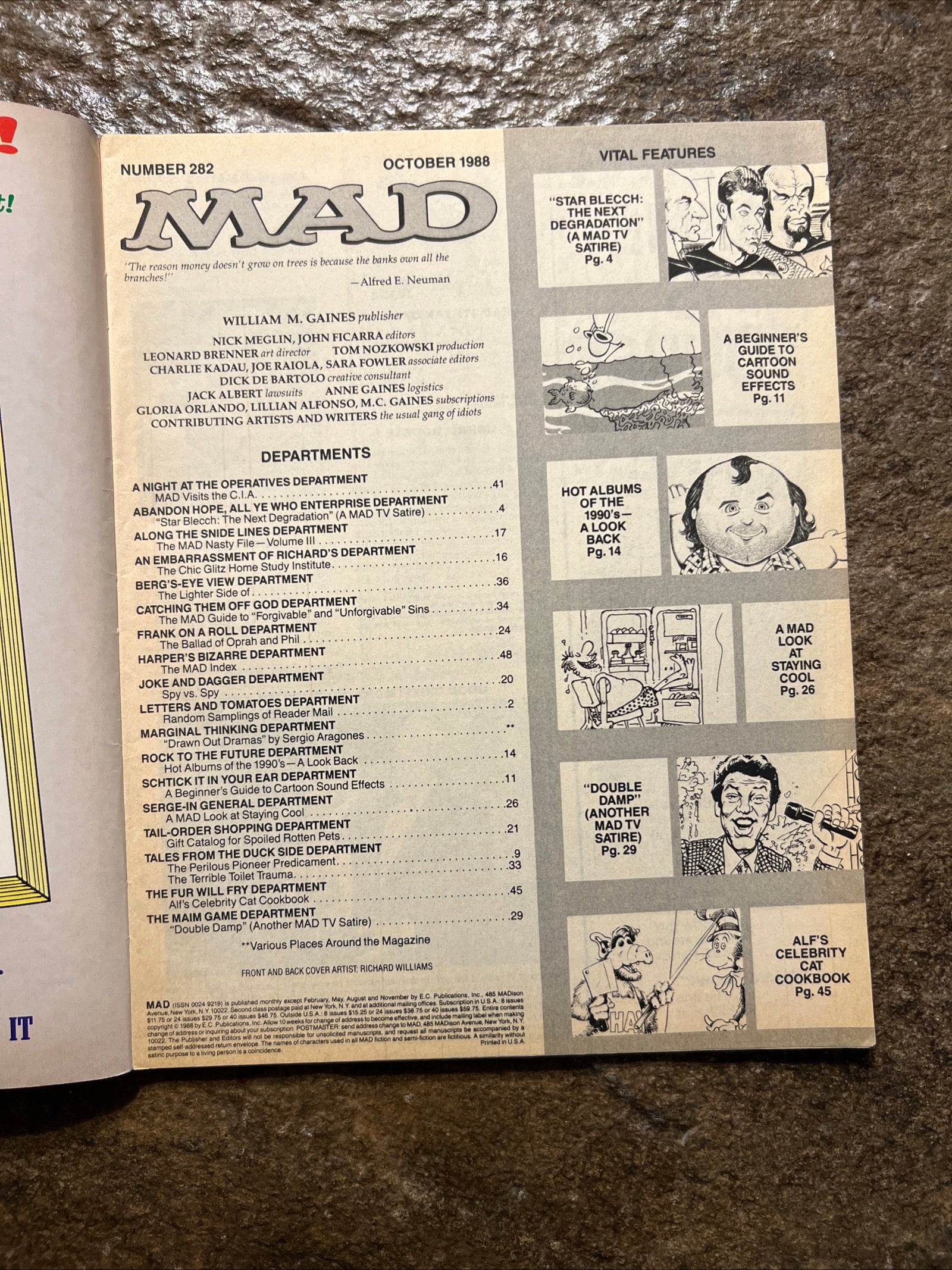 MAD Magazine - October 1988 - Baseball Cards - Double Dare - Star Trek & Alf