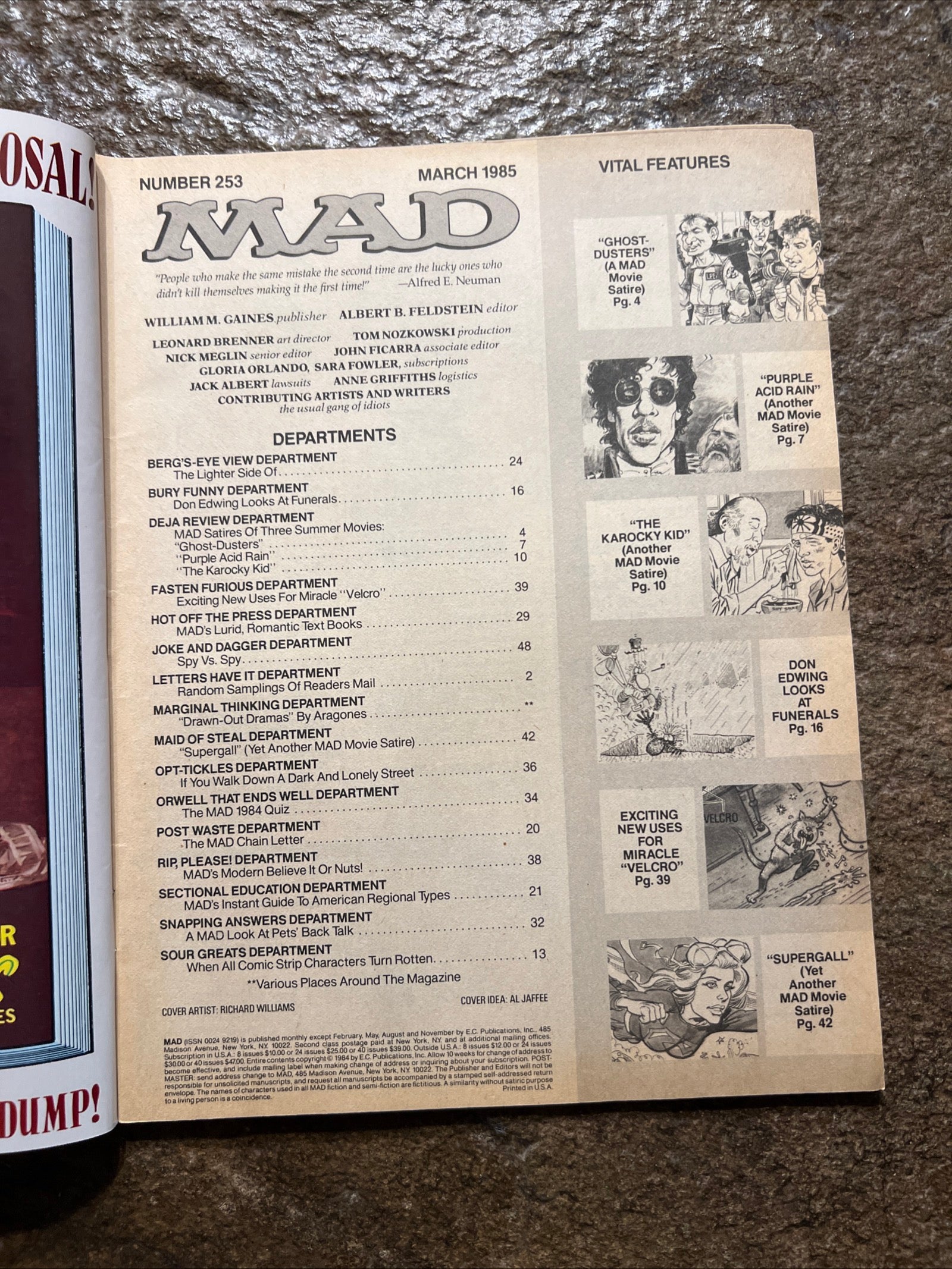 MAD Magazine - March 1985 - Supergirl - Ghostbusters - Purple Rain & Karate Kid