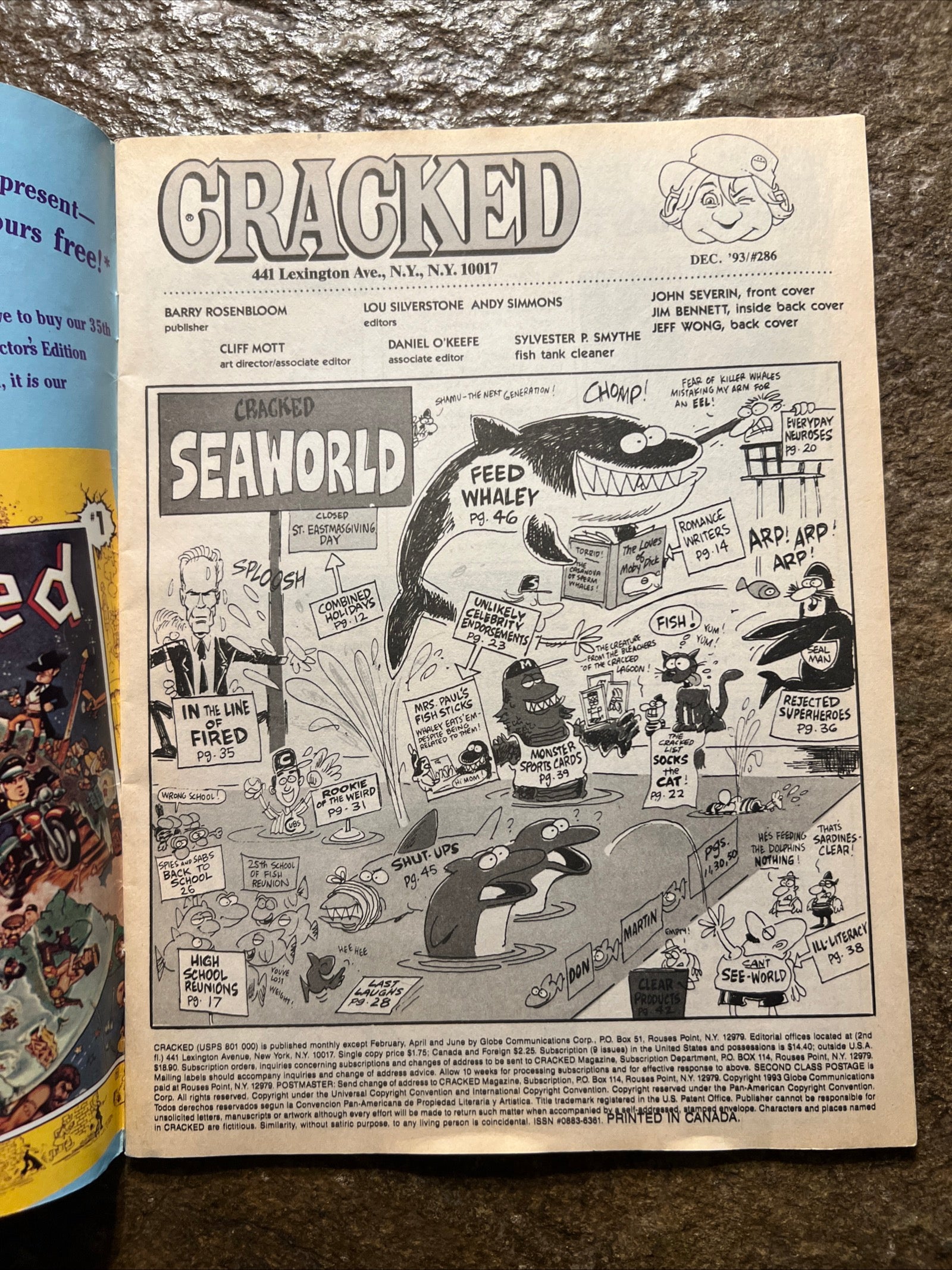 CRACKED Magazine - December 1993 - Free Willy Parody Cover ( Feed Willy )
