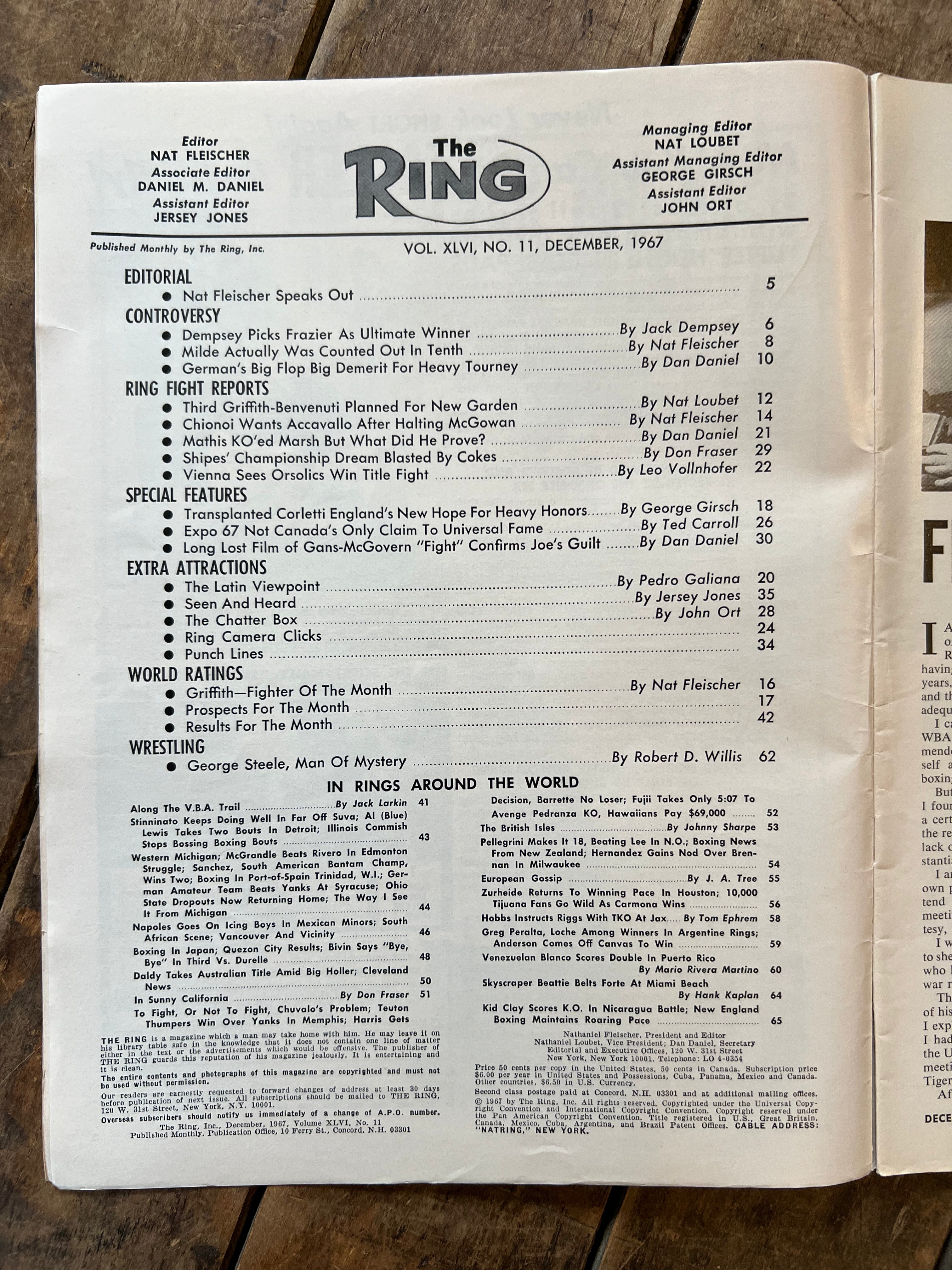 The Ring Boxing Magazine - December 1967 - Jack Dempsey Picks The Next Champion