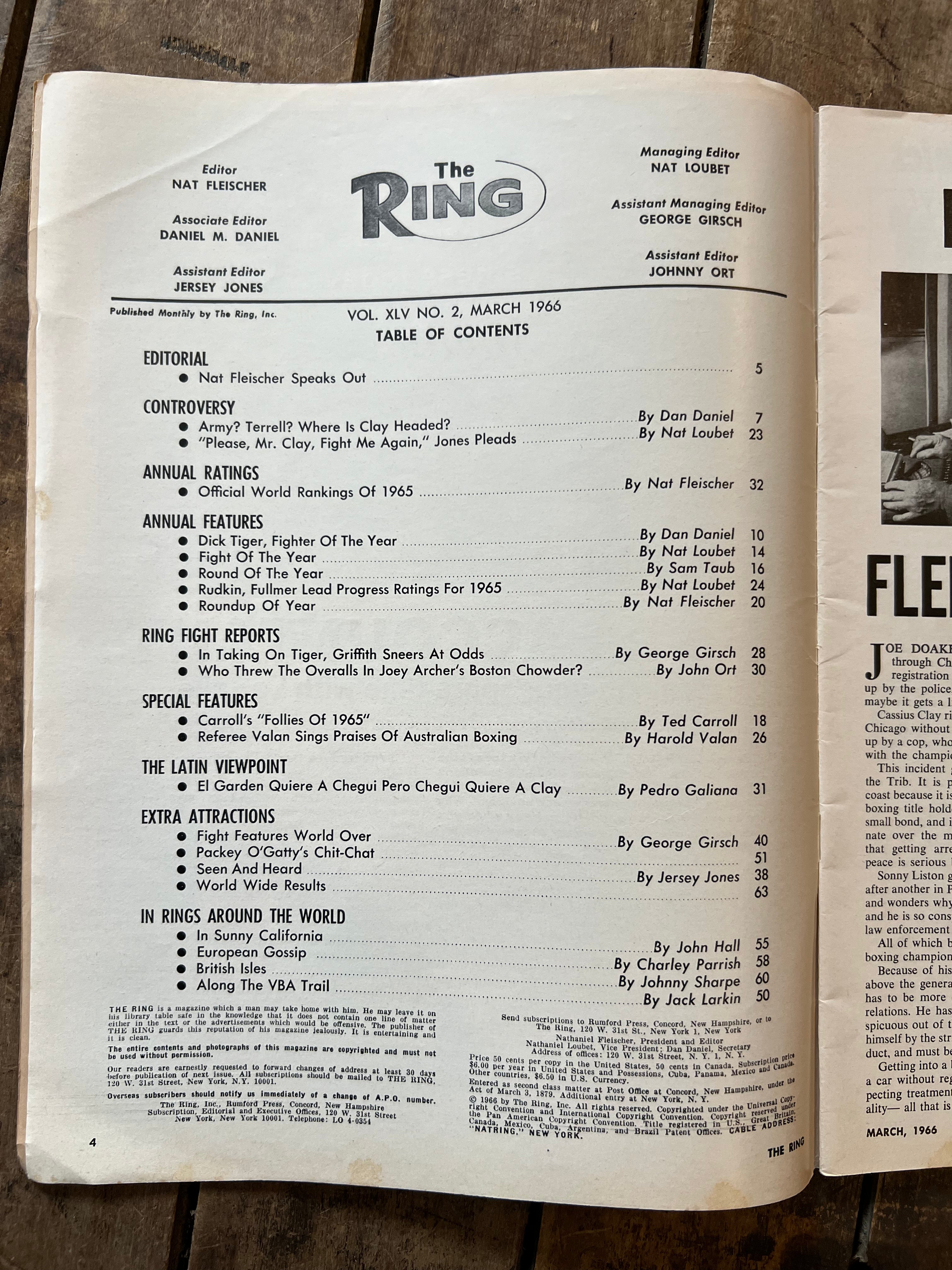 The Ring Boxing Magazine - March 1966 - Souvenir Issue - Ernie Terrell Cover