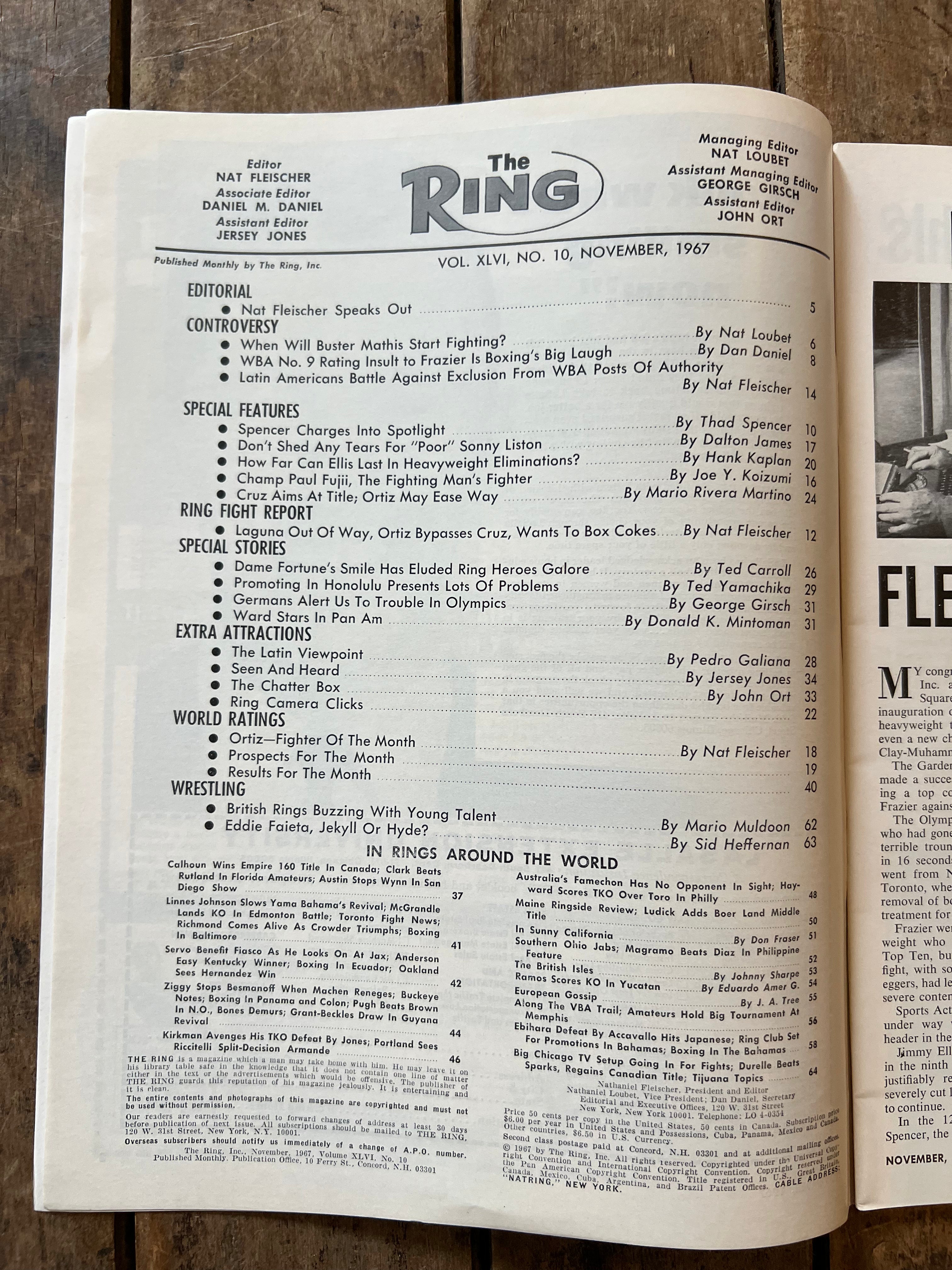 The Ring Boxing Magazine - November 1967 - Thad Spencer Cover