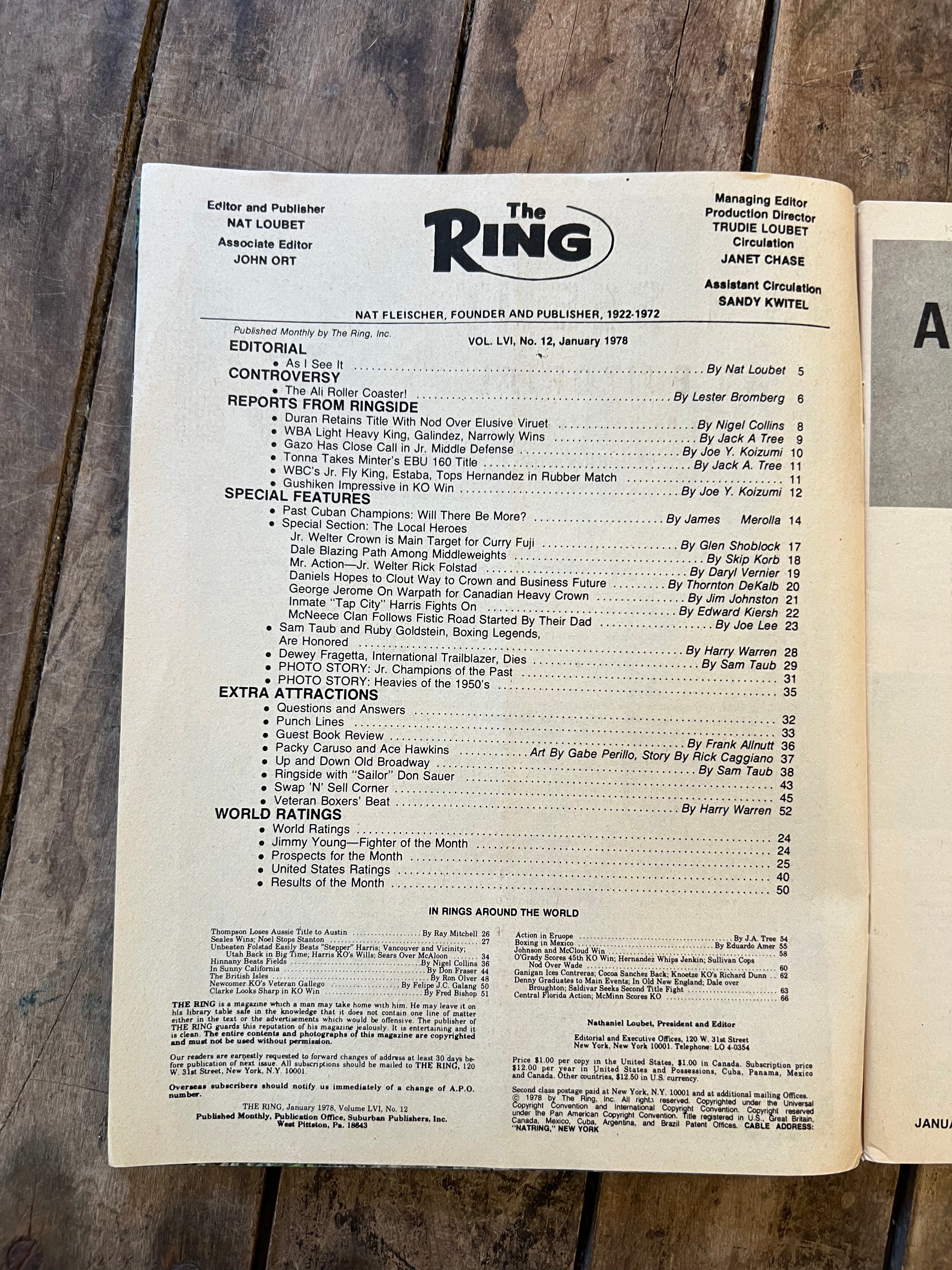 The Ring Boxing Magazine - January 1978 - Muhammad Ali & Earnie Shavers Cover