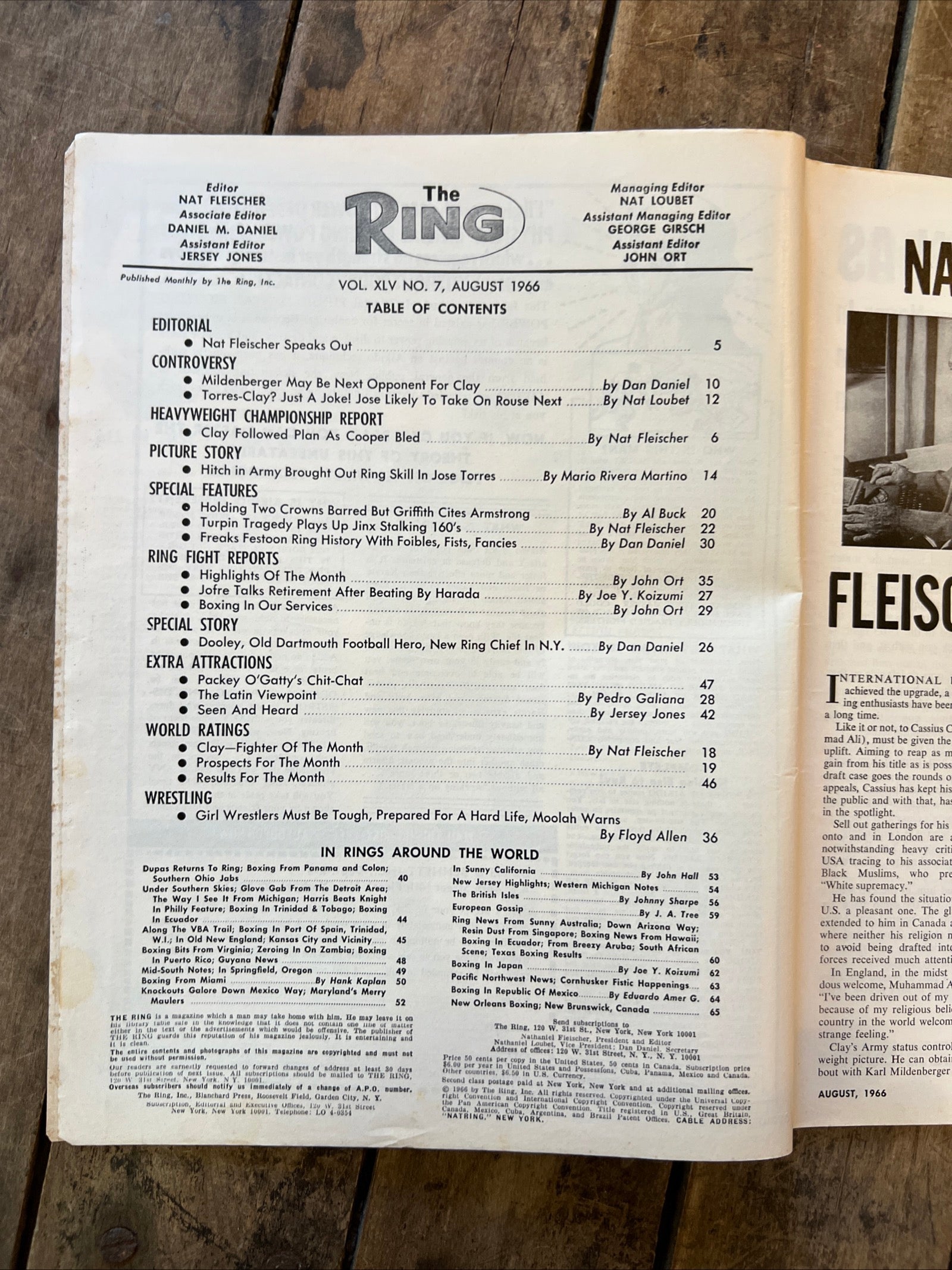 The Ring Boxing Magazine - August 1966 - Henry Cooper & Cassius Clay Cover