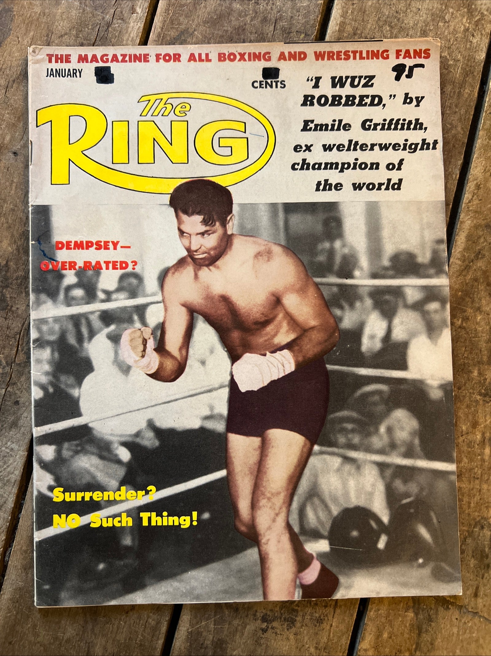 The Ring Boxing Magazine - January 1962 - Jack Dempsey Cover