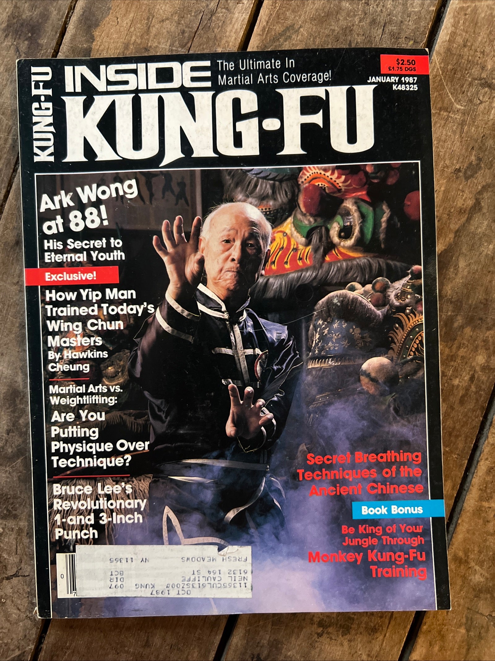Inside Kung-Fu Magazine - January 1987 - Ark Yuey Wong at 88 …. Cover !