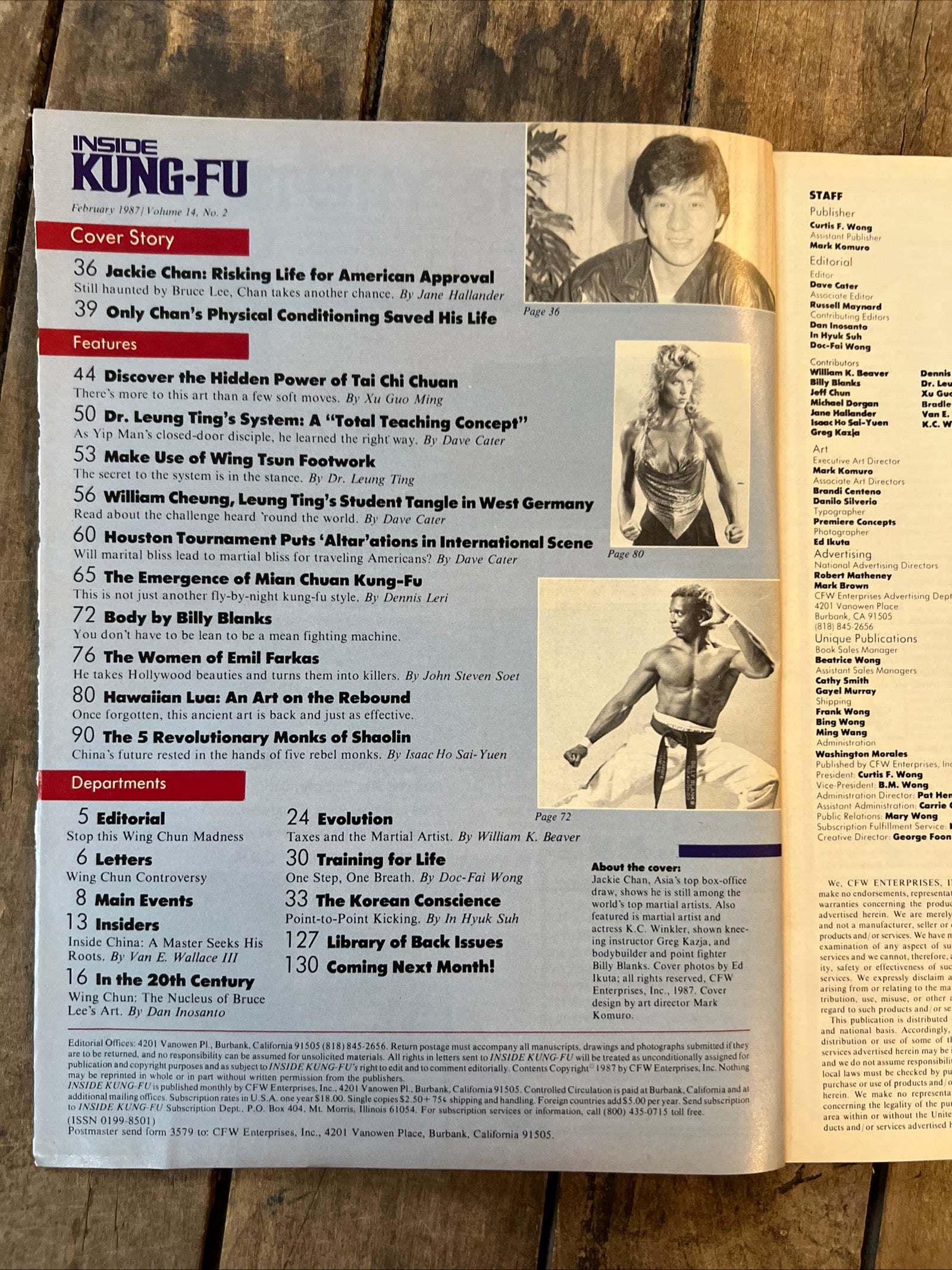 Inside Kung-Fu Magazine - February 1987 - JACKIE CHAN Cover